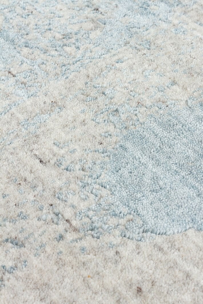 CALYPSA Hindistan'dan İthal El Dokuması Modern Desenlere Sahip Halı - BEIGE-BLUE