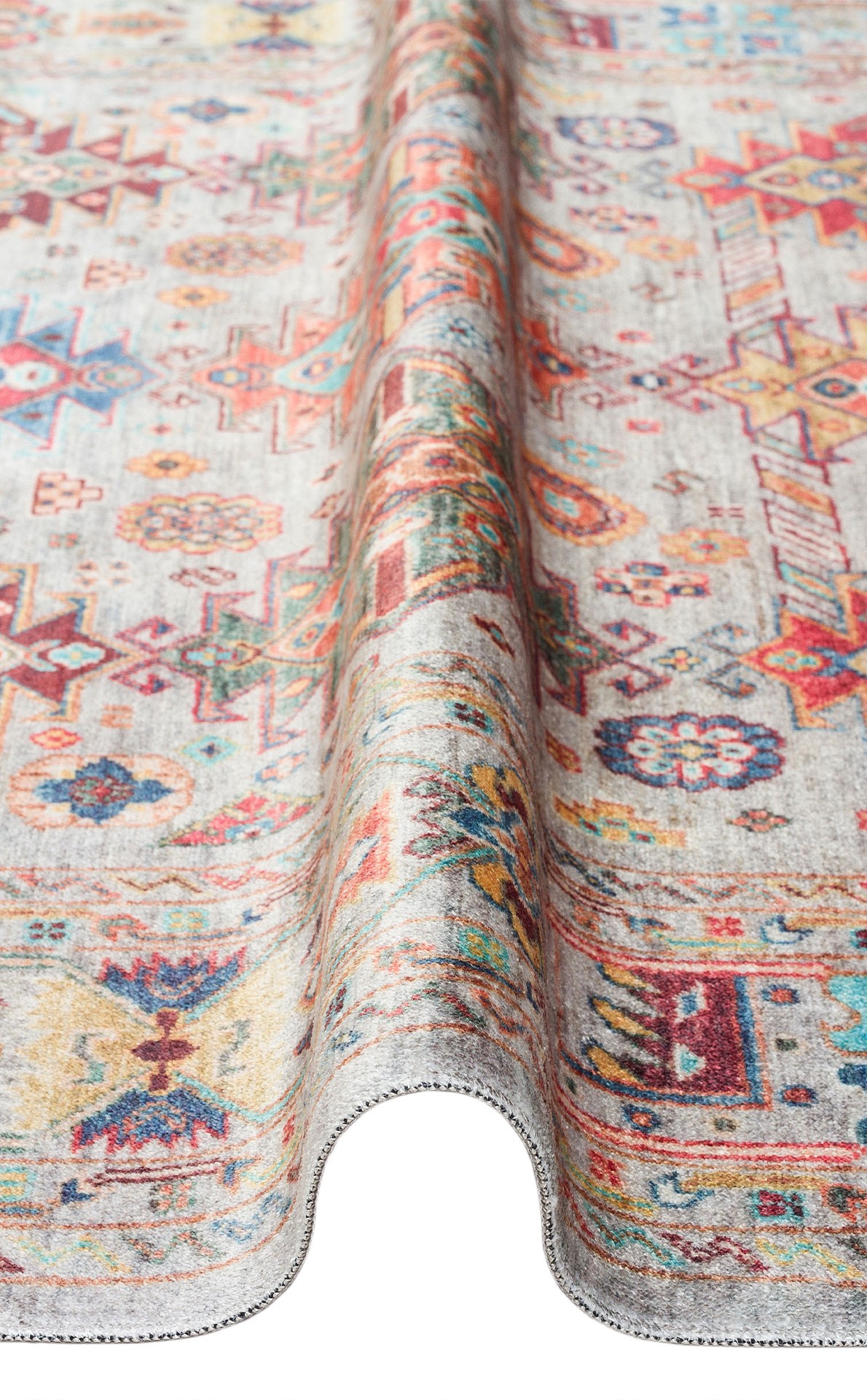 ANTIQUE  Kolay kullanımlı Kaymaz Karabağ ve Antik Desenlere Sahip Yıkanabilir Makine Halısı - ATK 06 AQUA