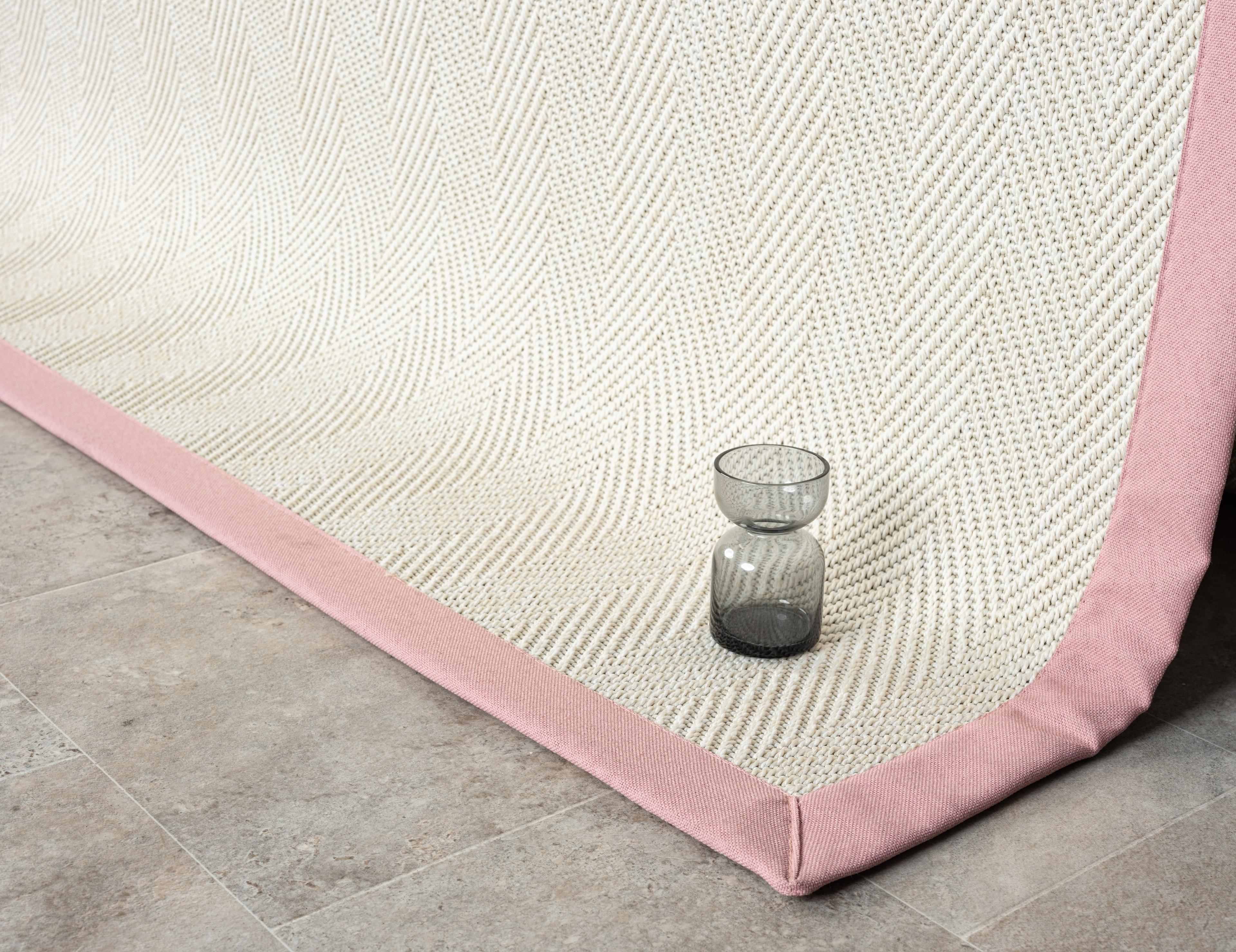 Kumaş Bordürlü Nature Sisal Halı - El Yapımı, Evcil Hayvan Dostu, Modern Tasarım - Pembe Bordür