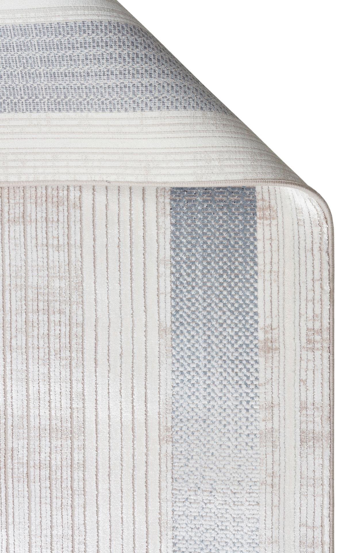 MAHAL Modern Vintage Desenli Yüksek Kalite Sık Dokuma Makine Halısı - MHL 13 CREAM-BLUE
