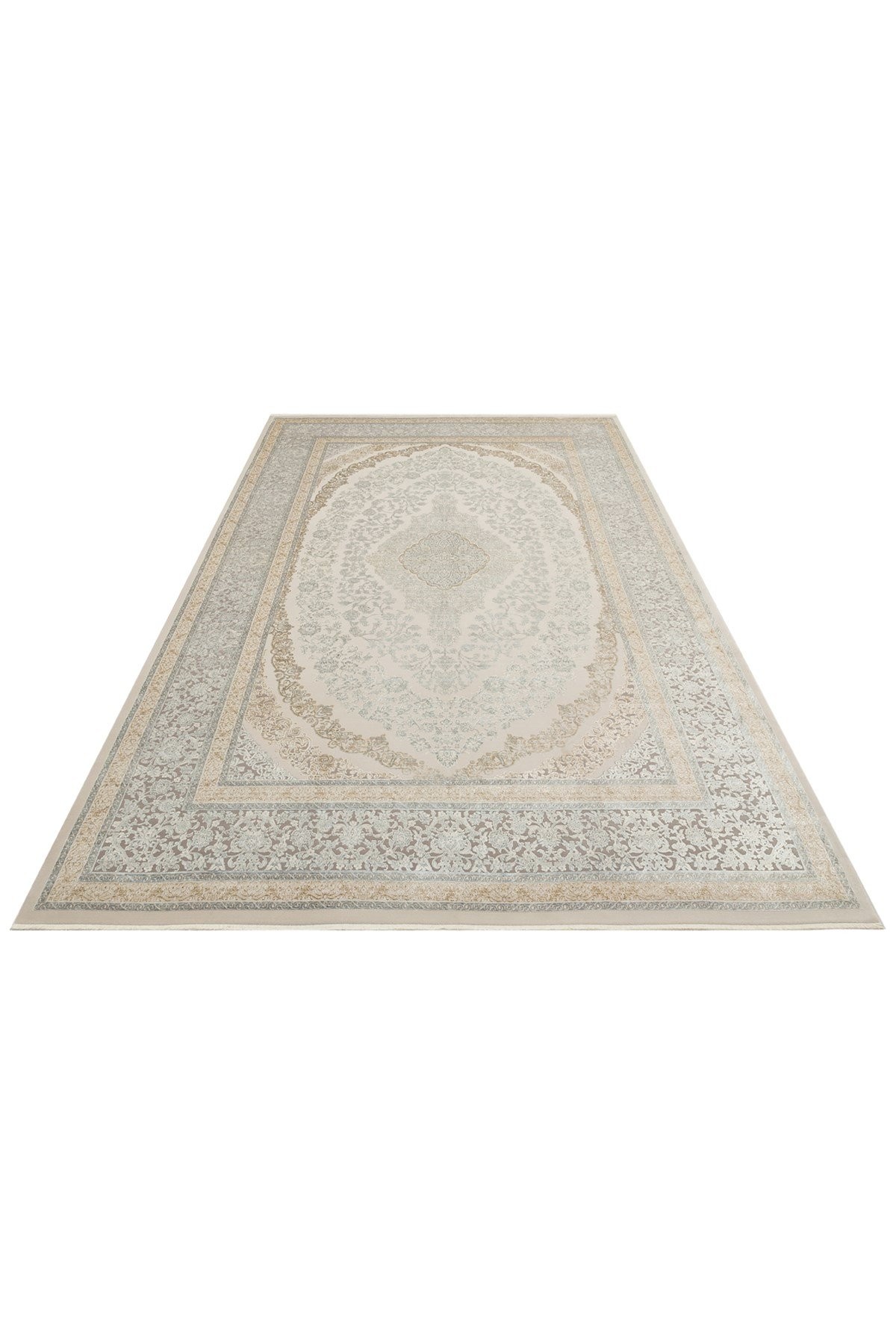 MAHAL Modern Vintage Desenli Yüksek Kalite Sık Dokuma Makine Halısı - MHL 08 CREAM-GREY