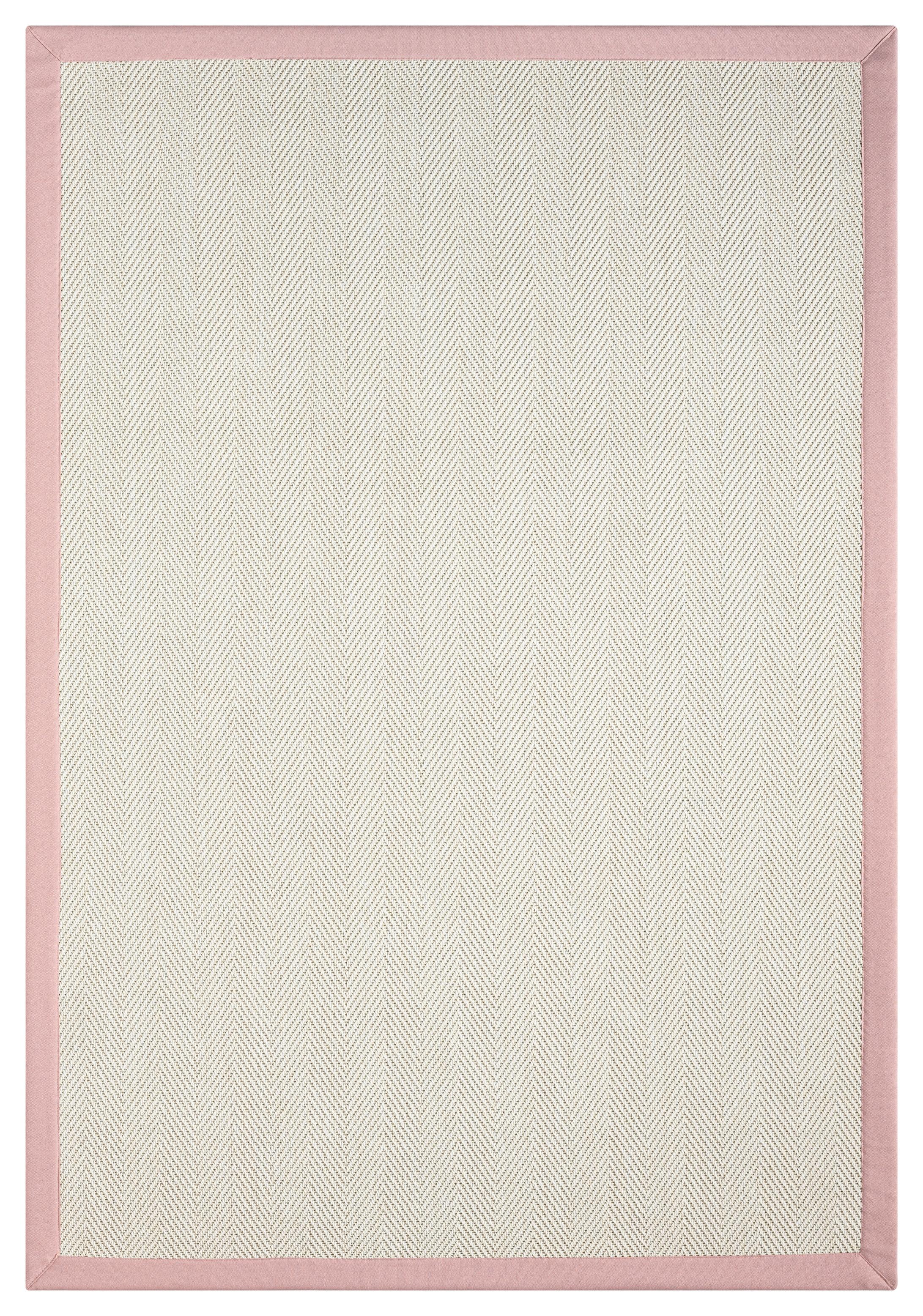 Kumaş Bordürlü Nature Sisal Halı - El Yapımı, Evcil Hayvan Dostu, Modern Tasarım - Pembe Bordür - Bordürlü Nature Sisal