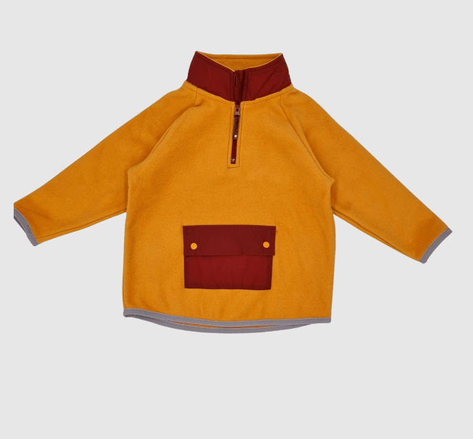 Cepli Dik Yakalı Polar Sweat - turuncu