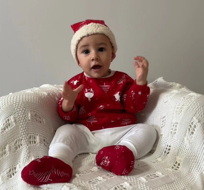 Yılbaşı Temalı Bebek Patik Kumaş Ev Ayakkabısı