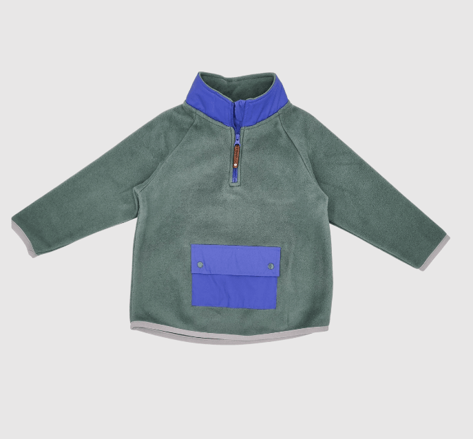 Cepli Dik Yakalı Polar Sweat - yeşil