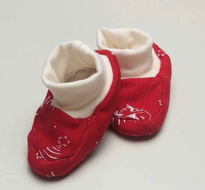 Yılbaşı Temalı Bebek Patik Kumaş Ev Ayakkabısı