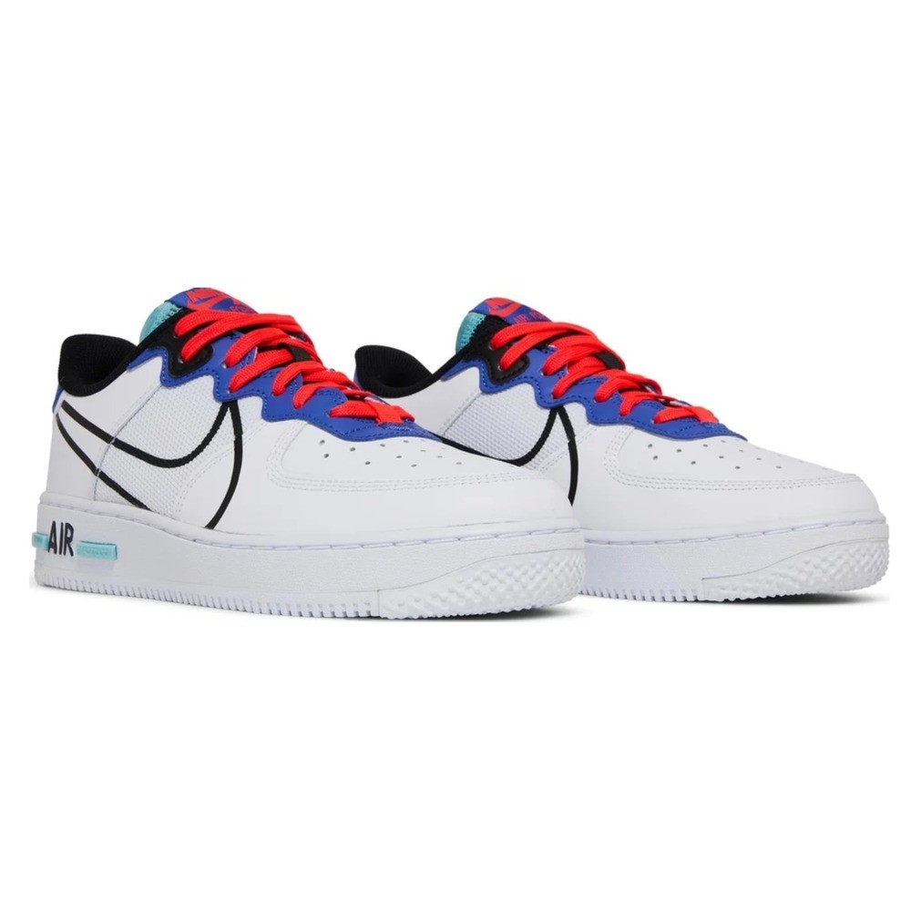 Nike Air Force 1 Low React White Astronomy Blue Laser Crimson