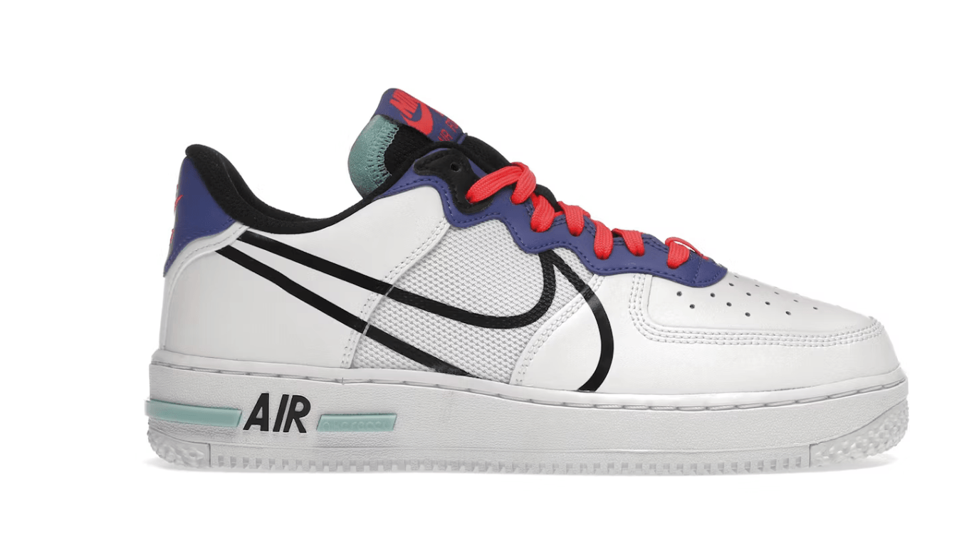 Nike Air Force 1 Low React White Astronomy Blue Laser Crimson