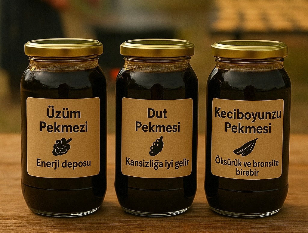 ÜZÜM-KARADUT-KEÇİBOYNUZU PEKMEZİ BRÜT 1 KG 