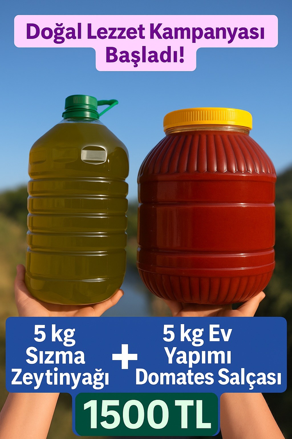 BÜYÜK KAMPANYA 5 lt ZEYTİNYAĞ 5 kg DOMATES SALÇASI