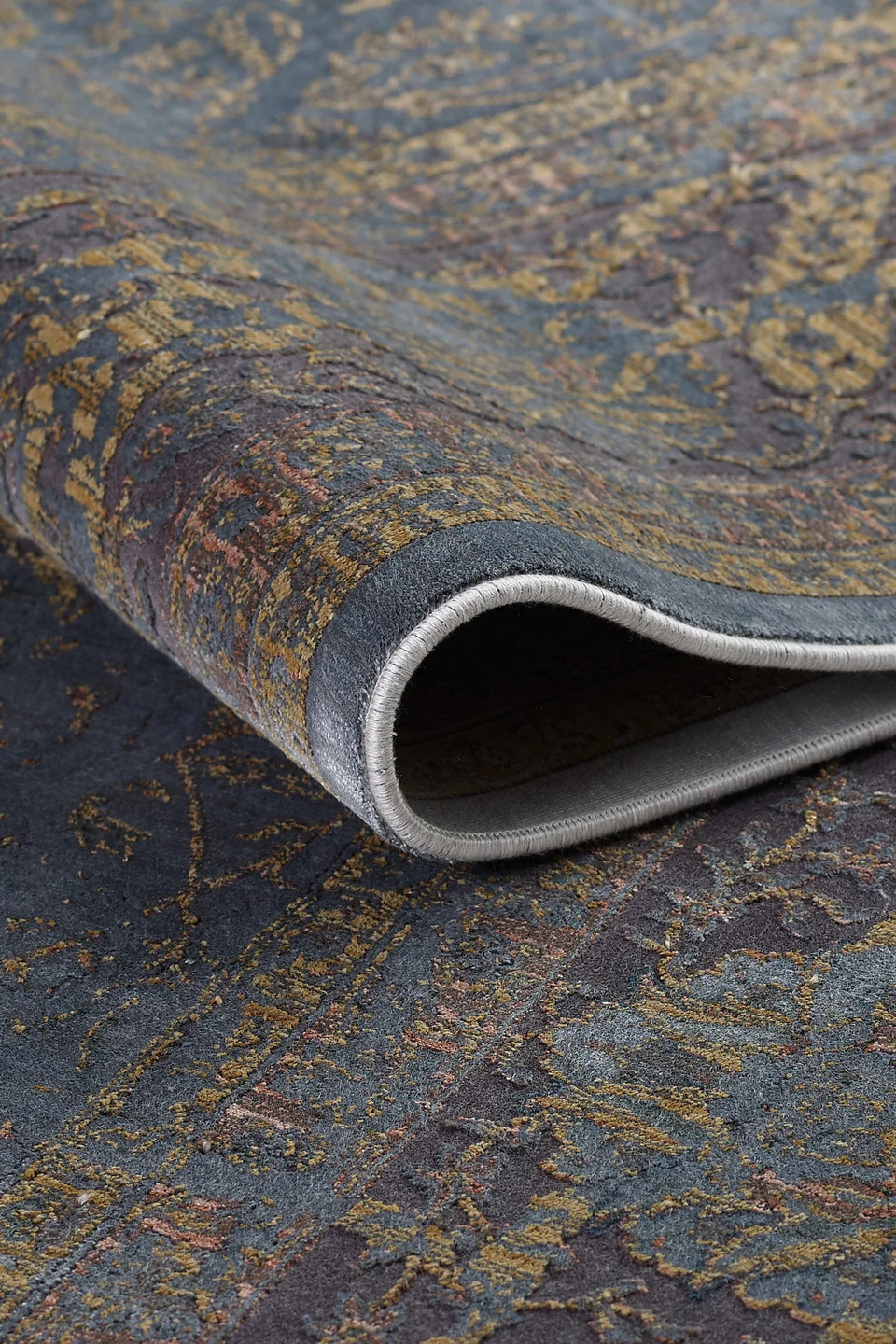 Gordion - Gris Kendinden Saçaklı Modern Halı