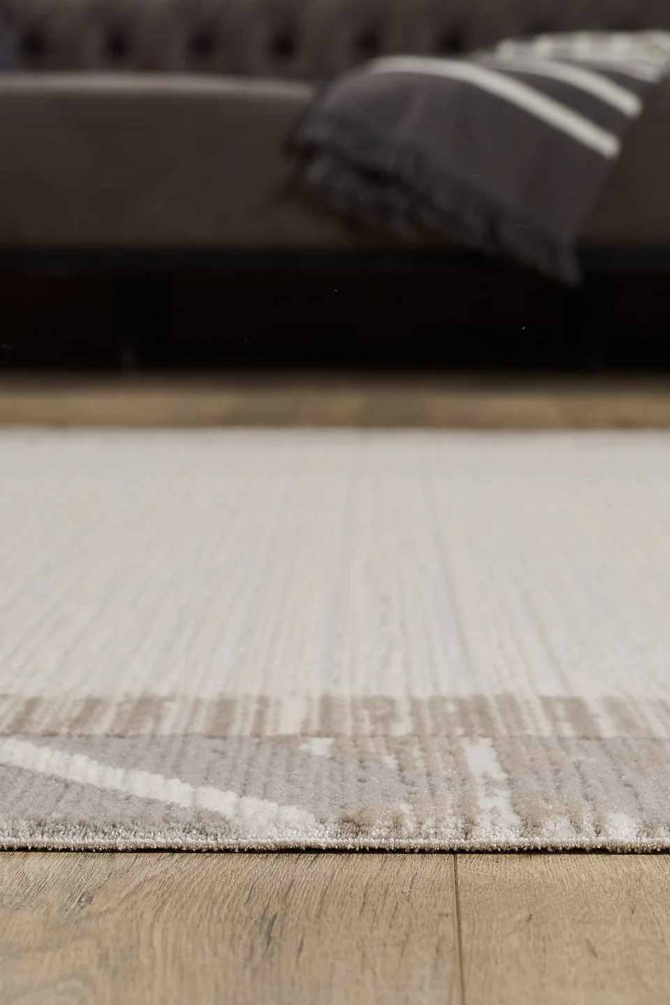 Nera - Sandstone Takma Saçaklı Modern Salon Halısı