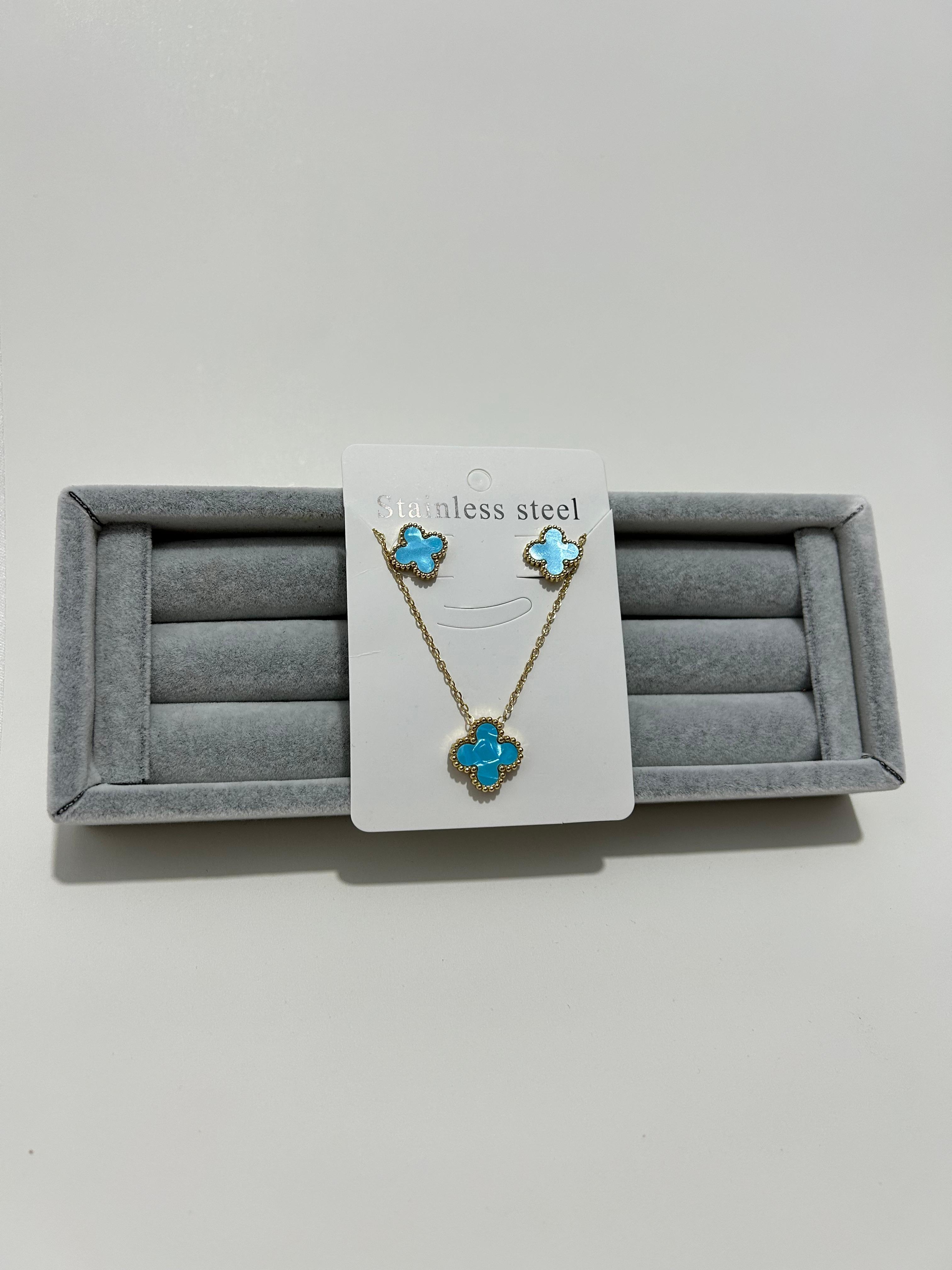 YONCA DETAYLI KOLYE VE KÜPE SETİ