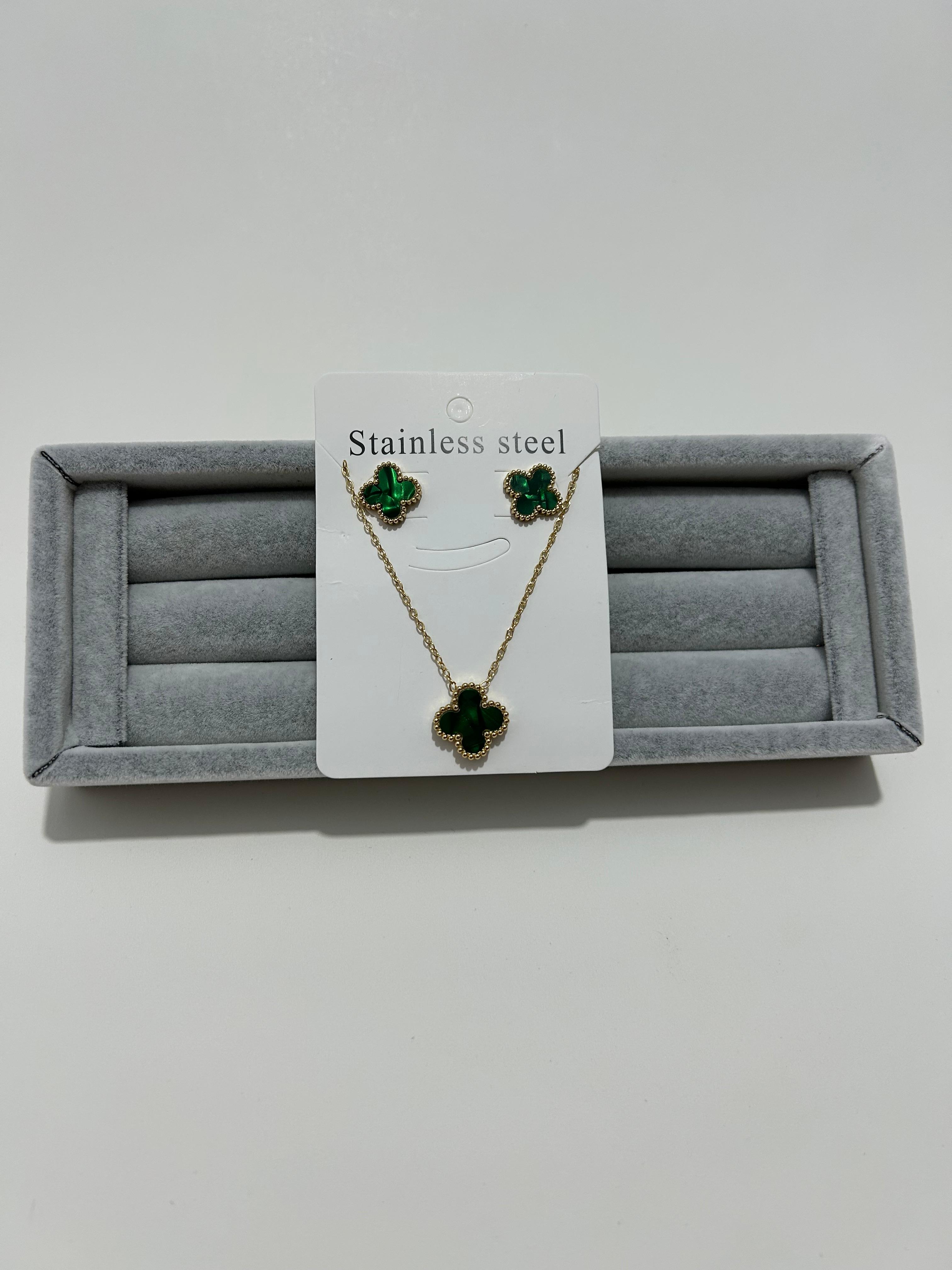 YONCA DETAYLI KOLYE VE KÜPE SETİ