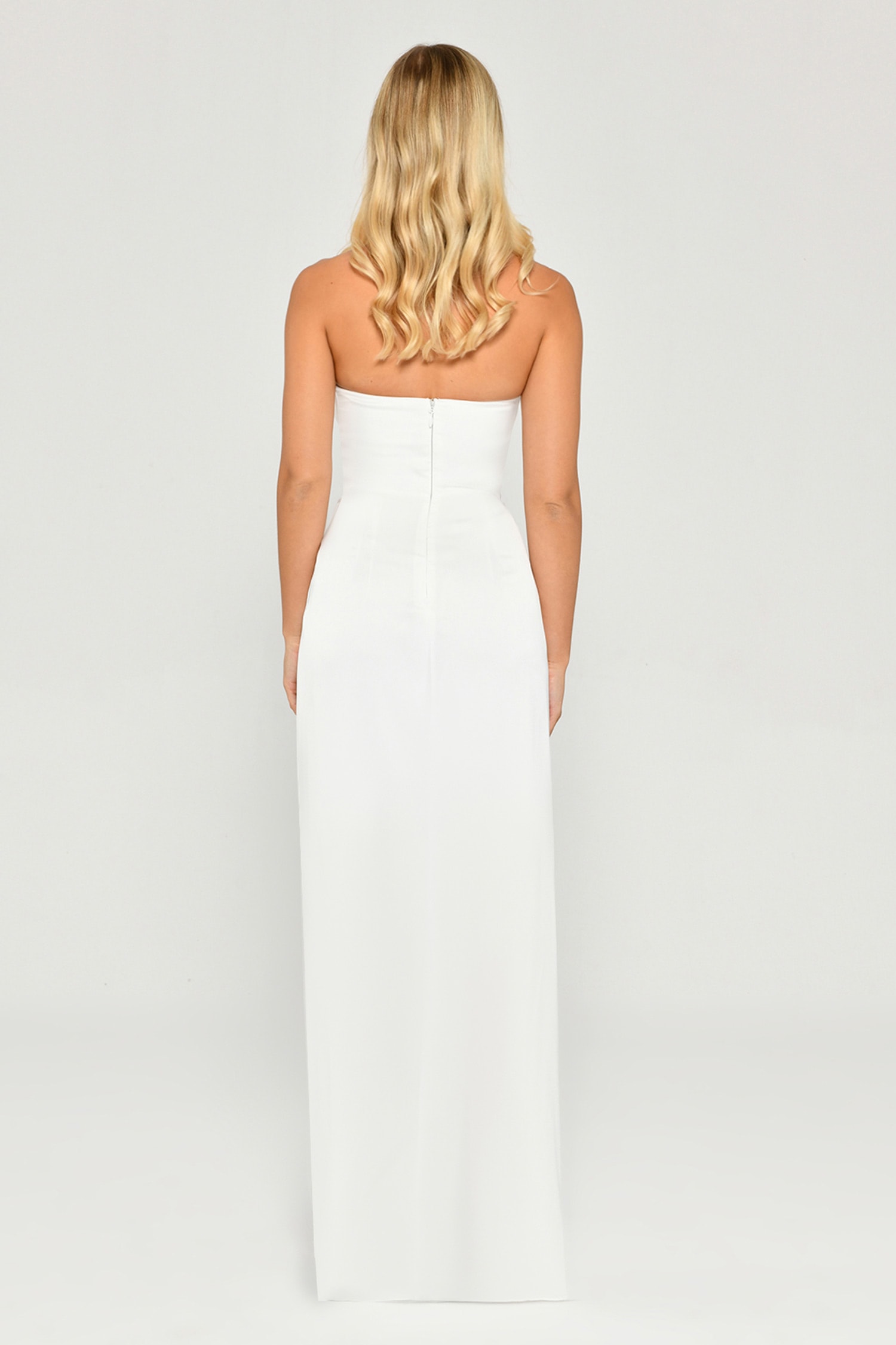 Beyaz Straplez Saten Kumaş Nikah Elbisesi MA-B5804-001-INF