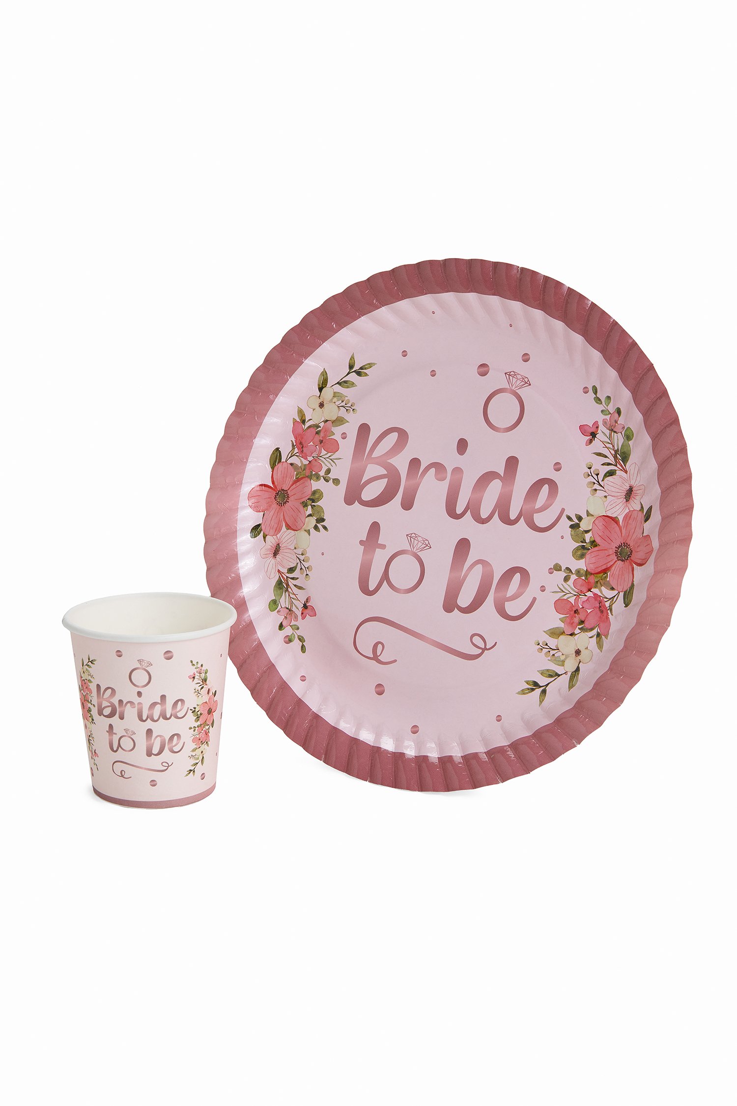 Bride To Be Yazılı Karton Tabak Bardak Seti BACHELORETTE-PLATE