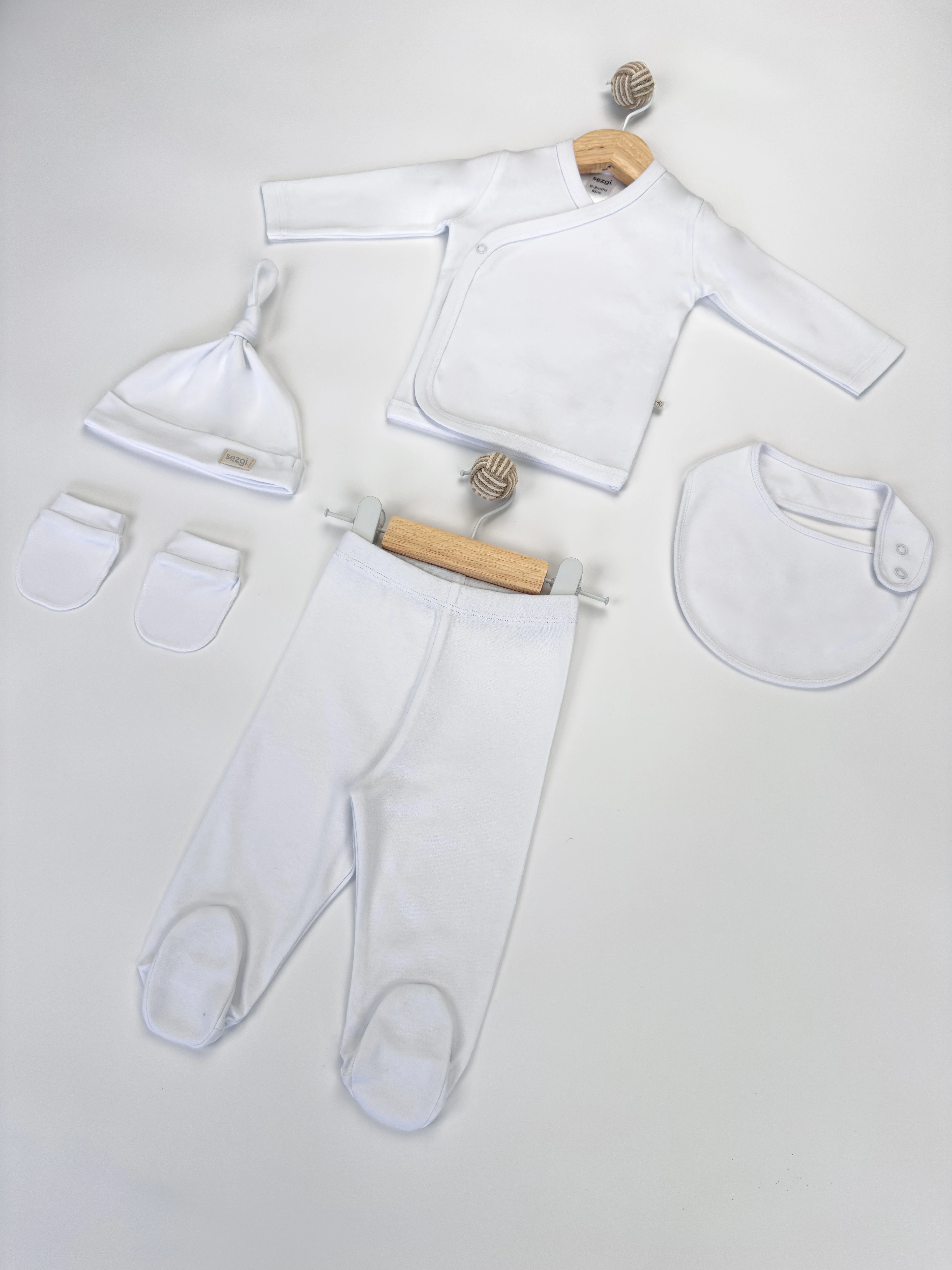 Sezgi Bebek 5'li Hastane Çıkış Seti %100 Pamuk Unisex