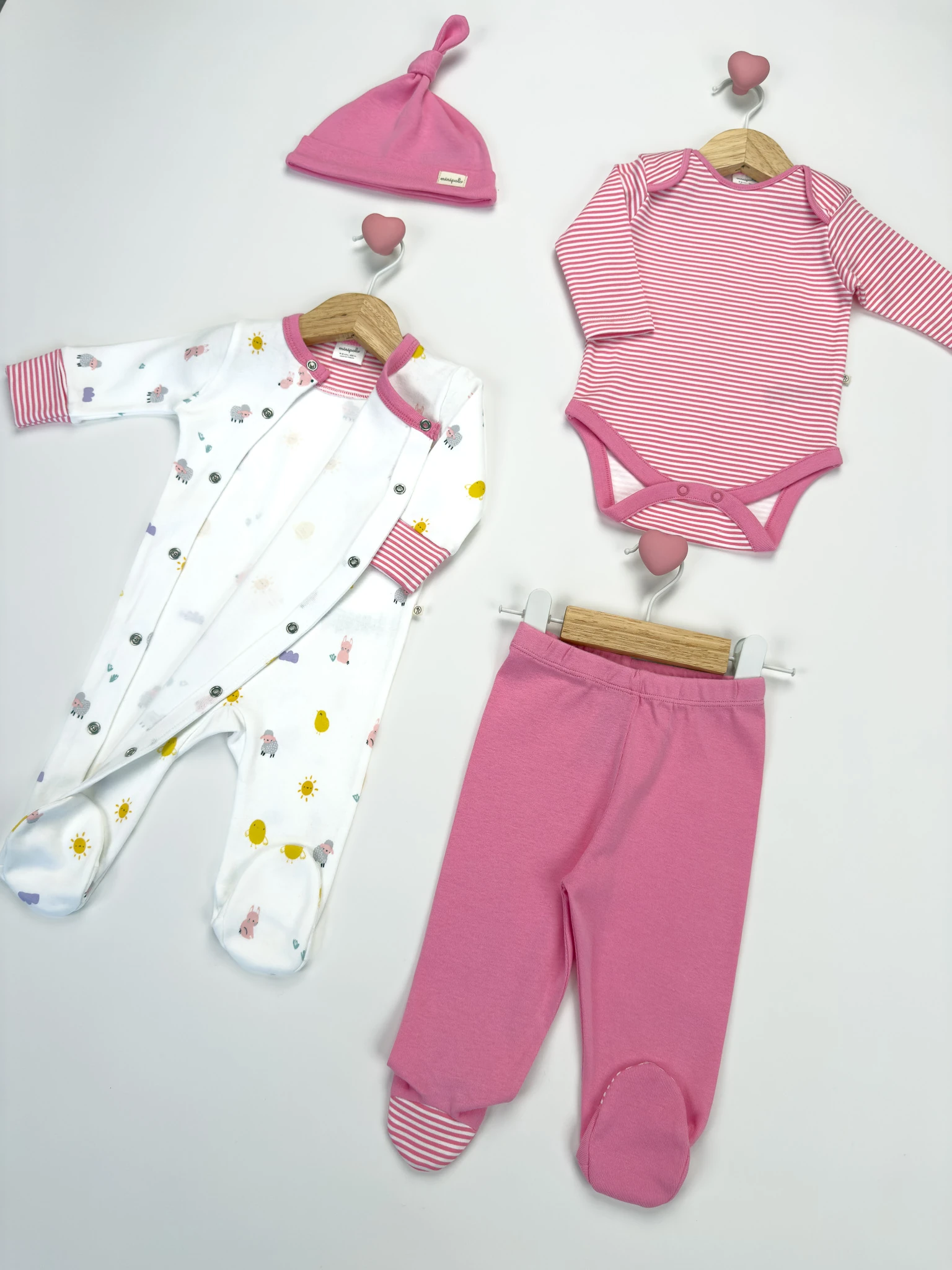 Kisecik 4'lü Kız Bebek Tulum Çoklu Set