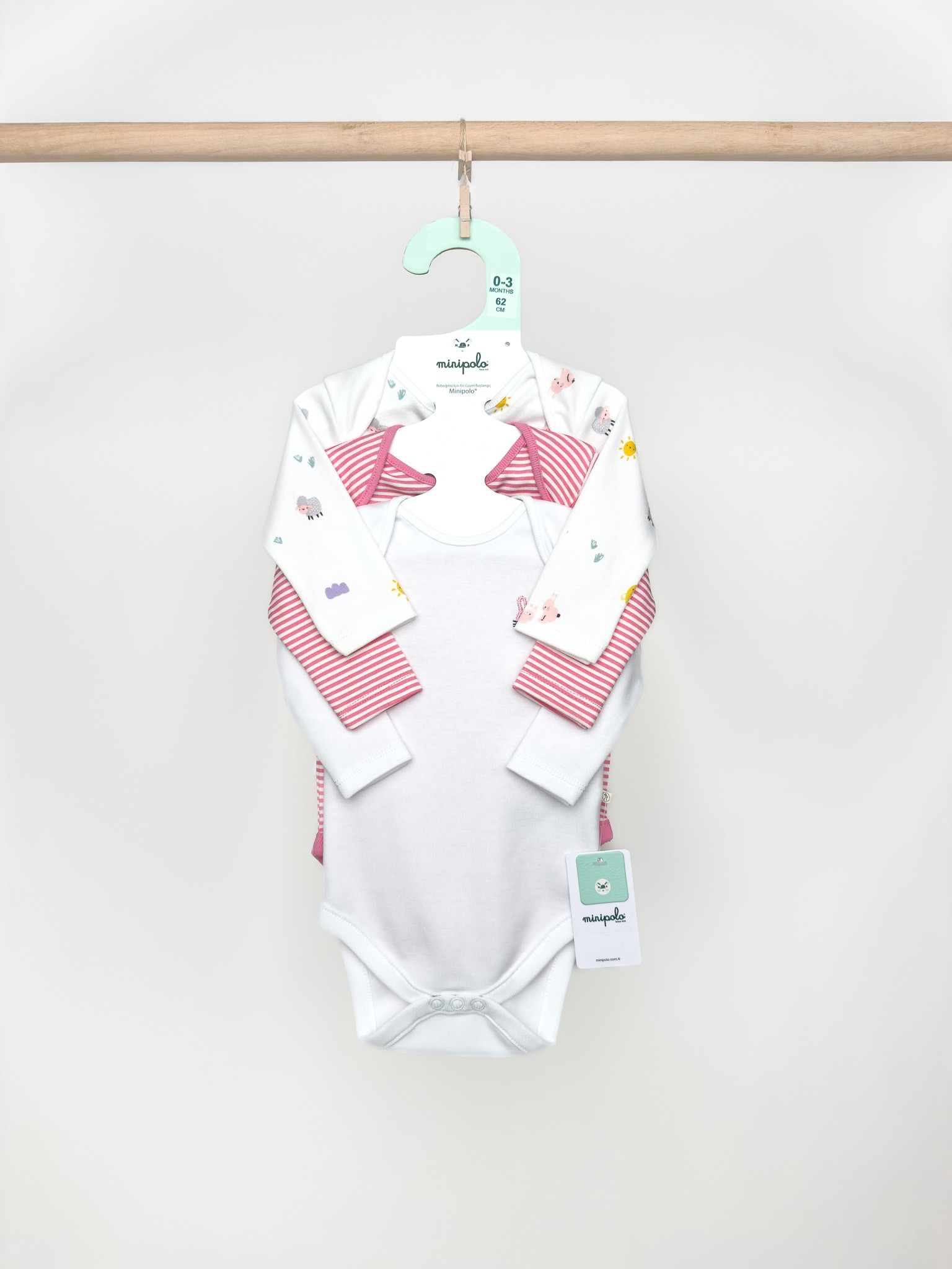Ballıca Uzun Kol  Kız Bebek Çıtçıtlı Body 9'lu Set 