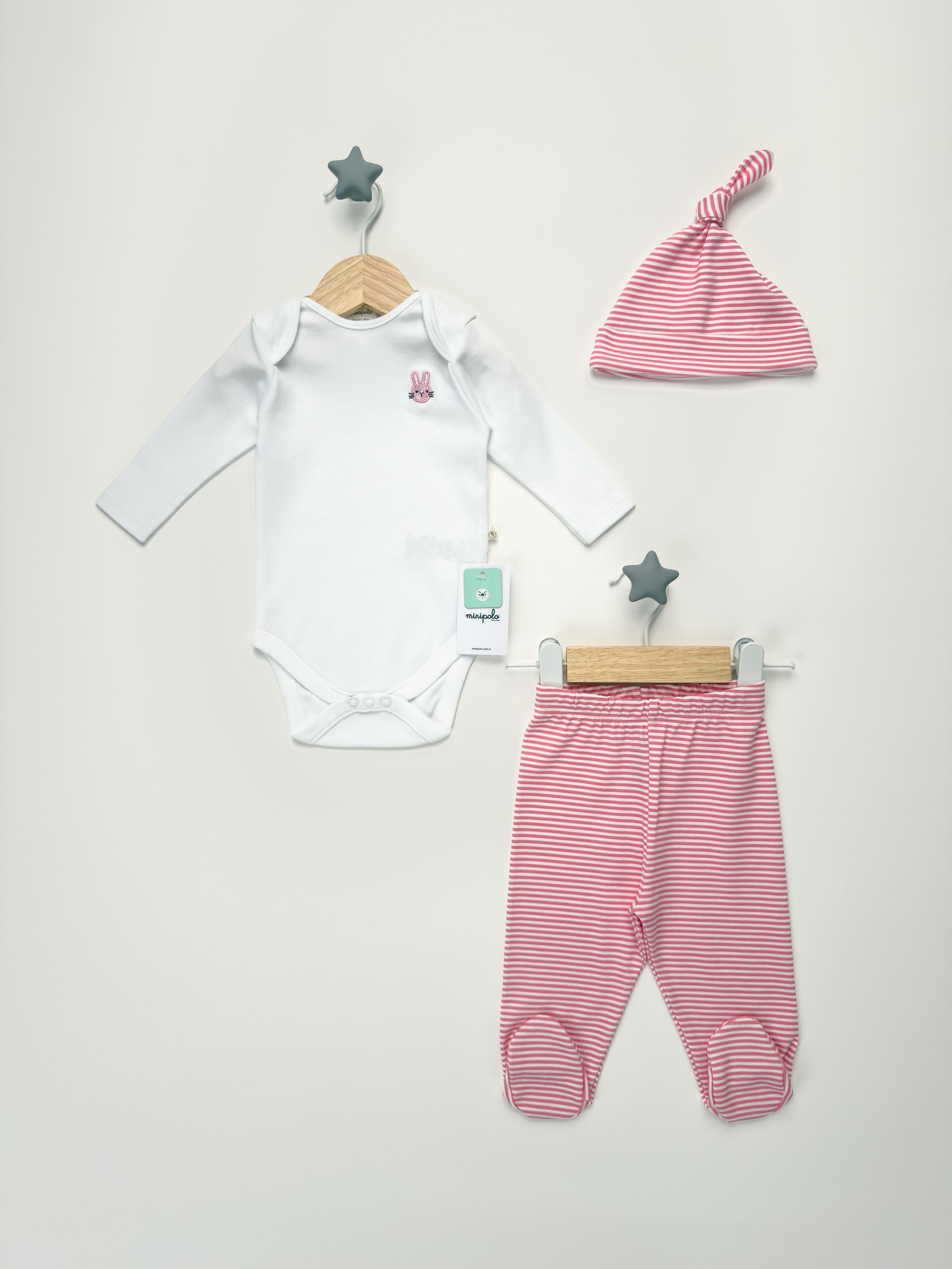Anıt Kız Bebek Çıtçıtlı Body 3'lü Set 