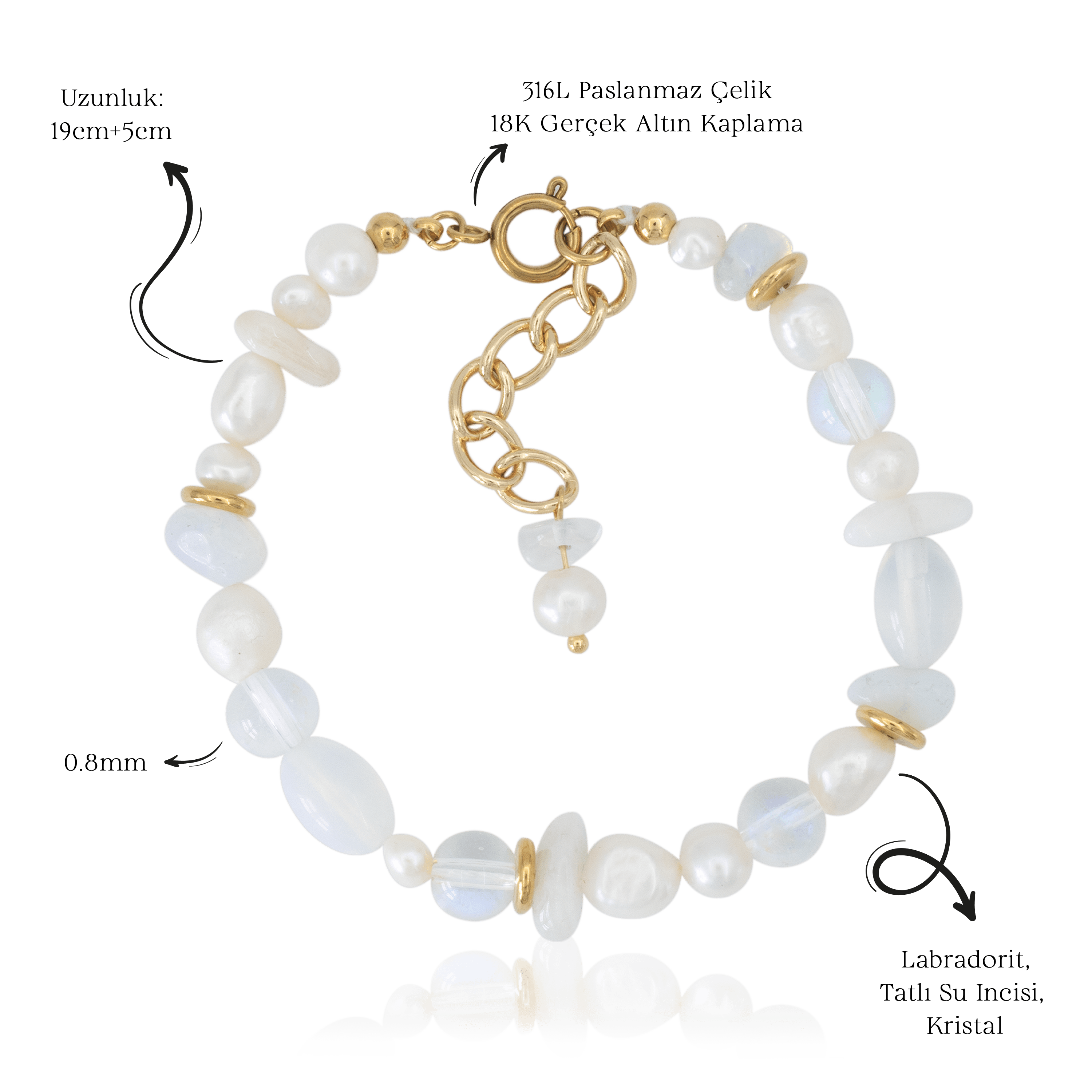 Luna Pearl Bracelet | Doğal Taş Bileklik