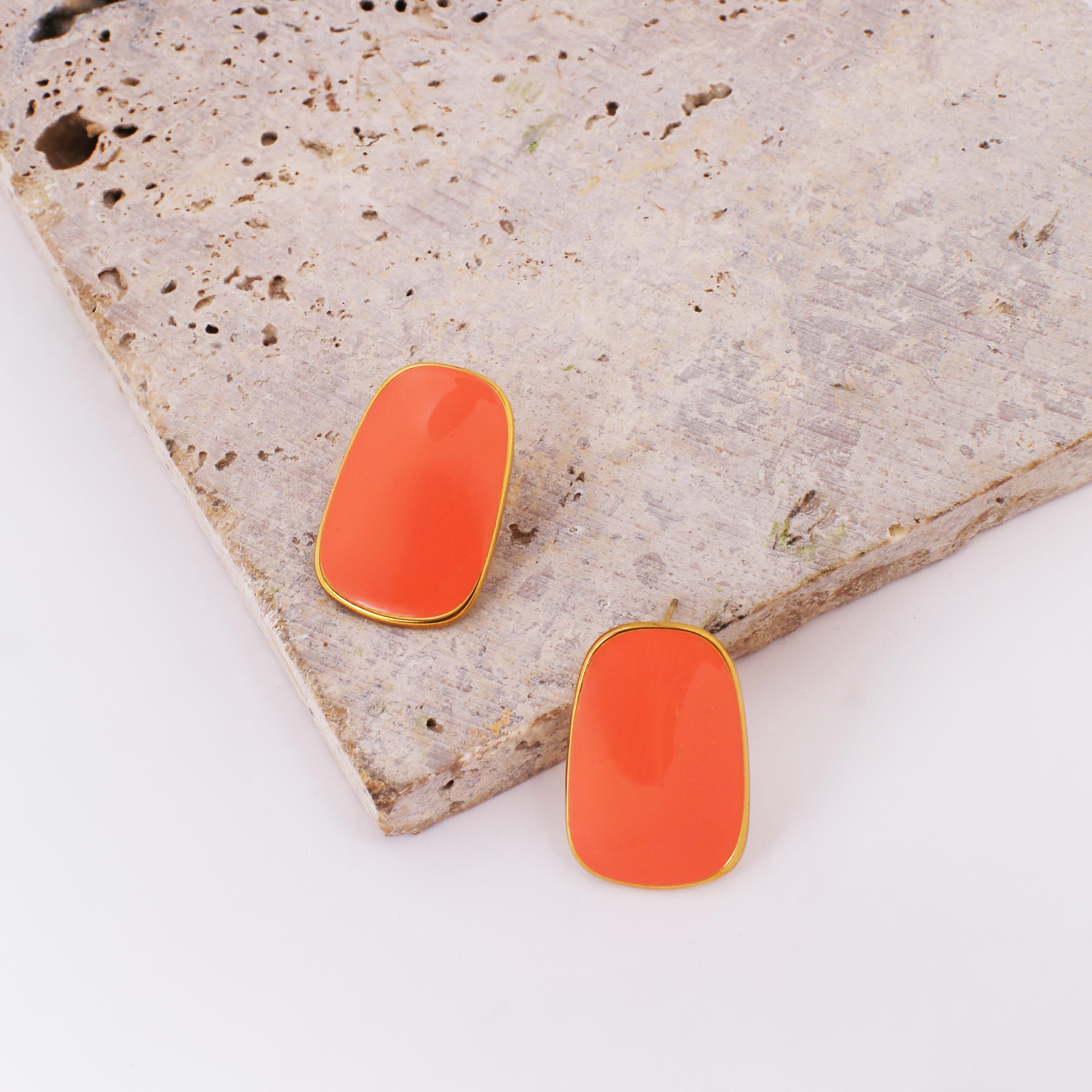Orange Aura Earring | Çelik Küpe