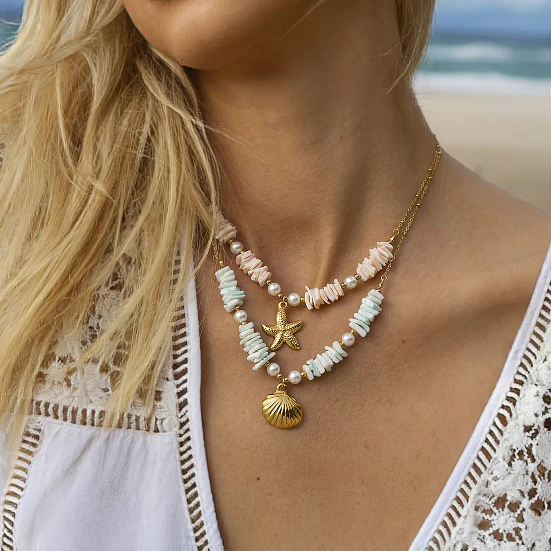 Riviera Pink Necklace | Kabuklu Kolye 3