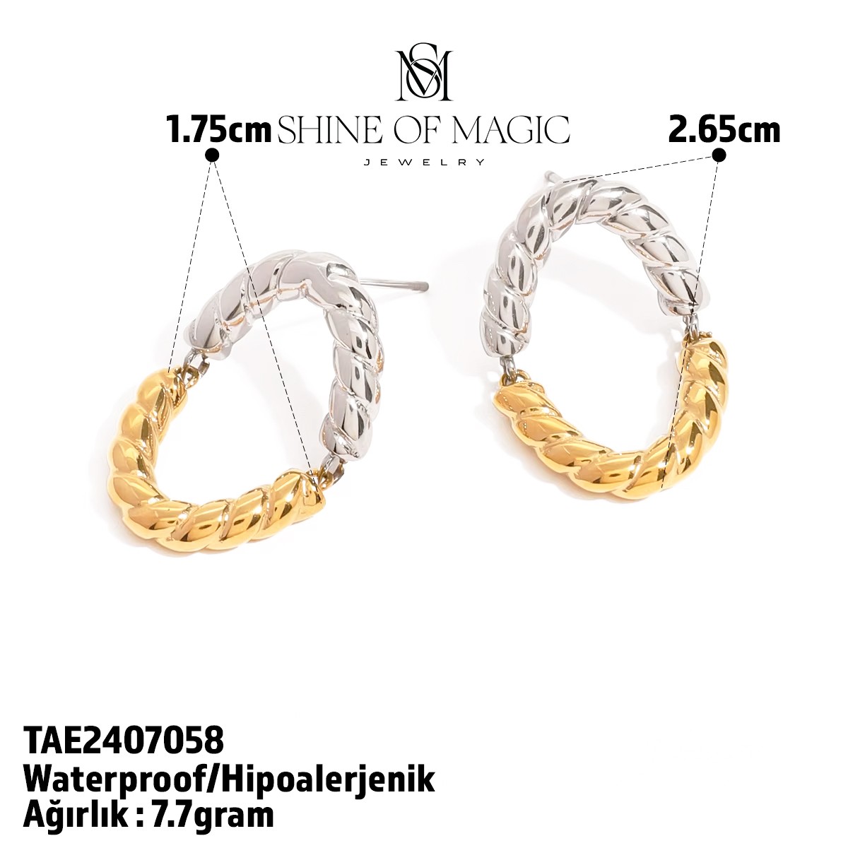 Twisted Duo-Tone Hoops Earring | Çelik Küpe