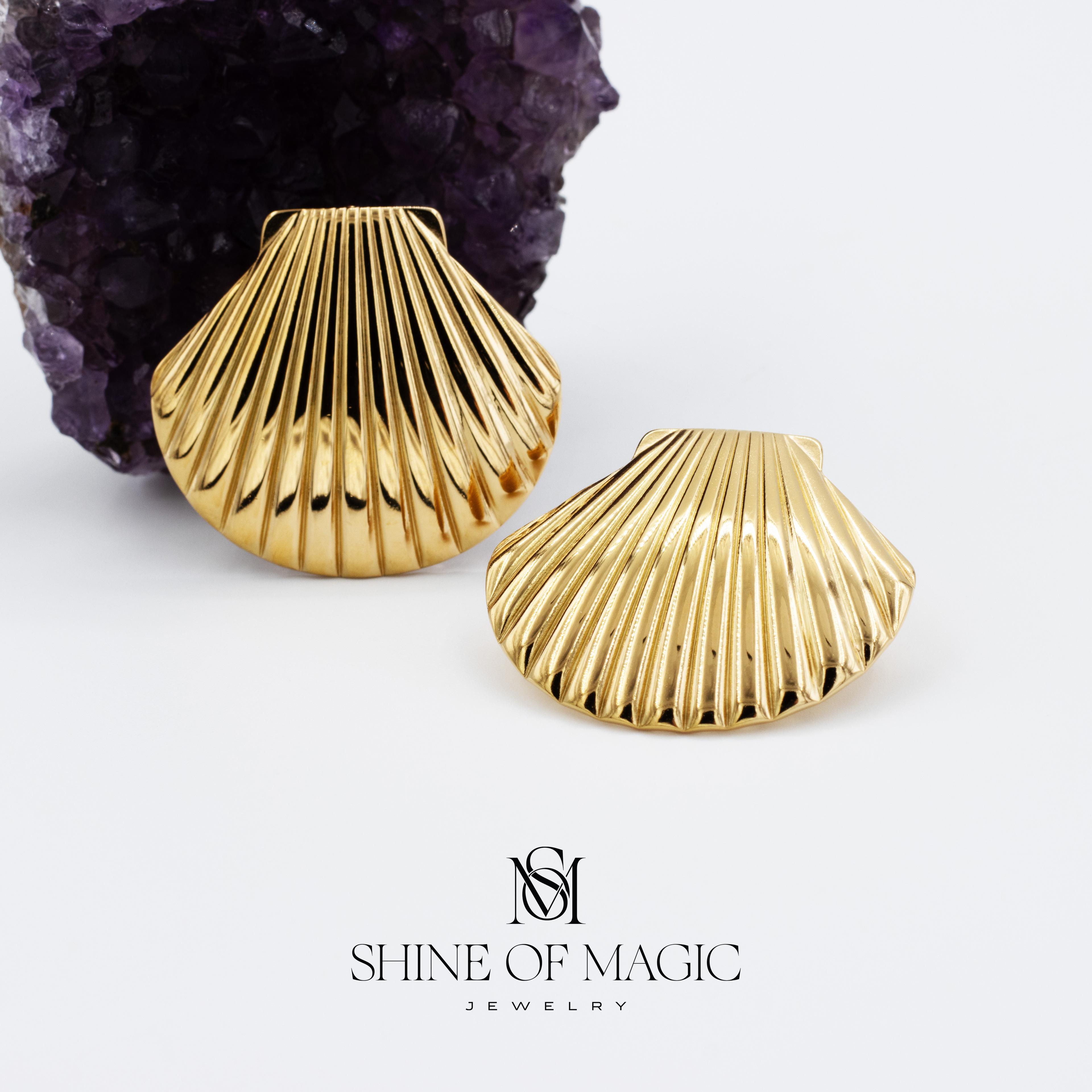 Golden Seashell Earring | Çelik Küpe