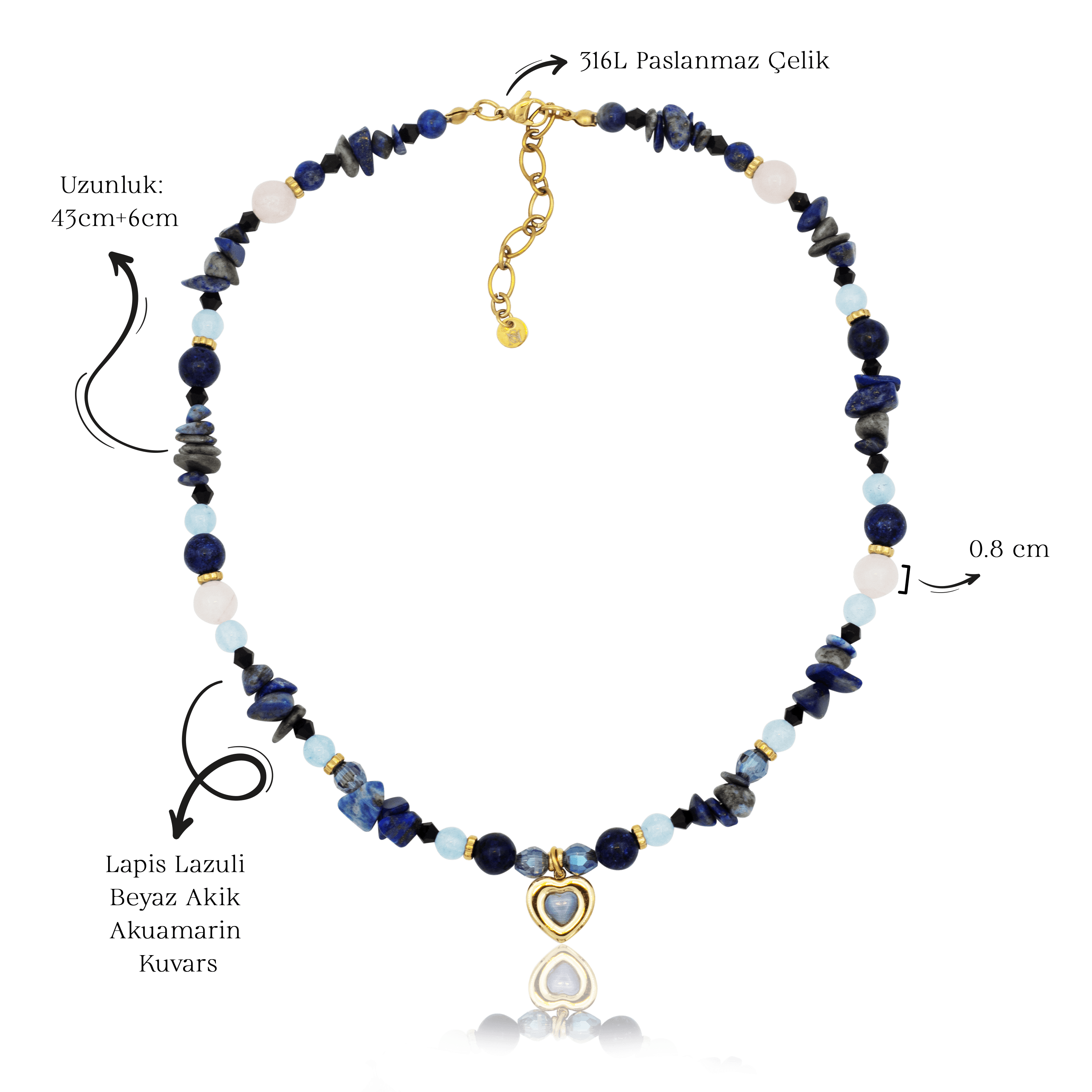 Luna Heart Necklace | Doğal Taş Kolye