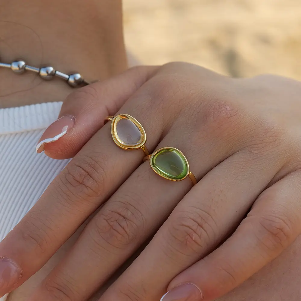 Limpida Green Ring | Çelik Yüzük 6