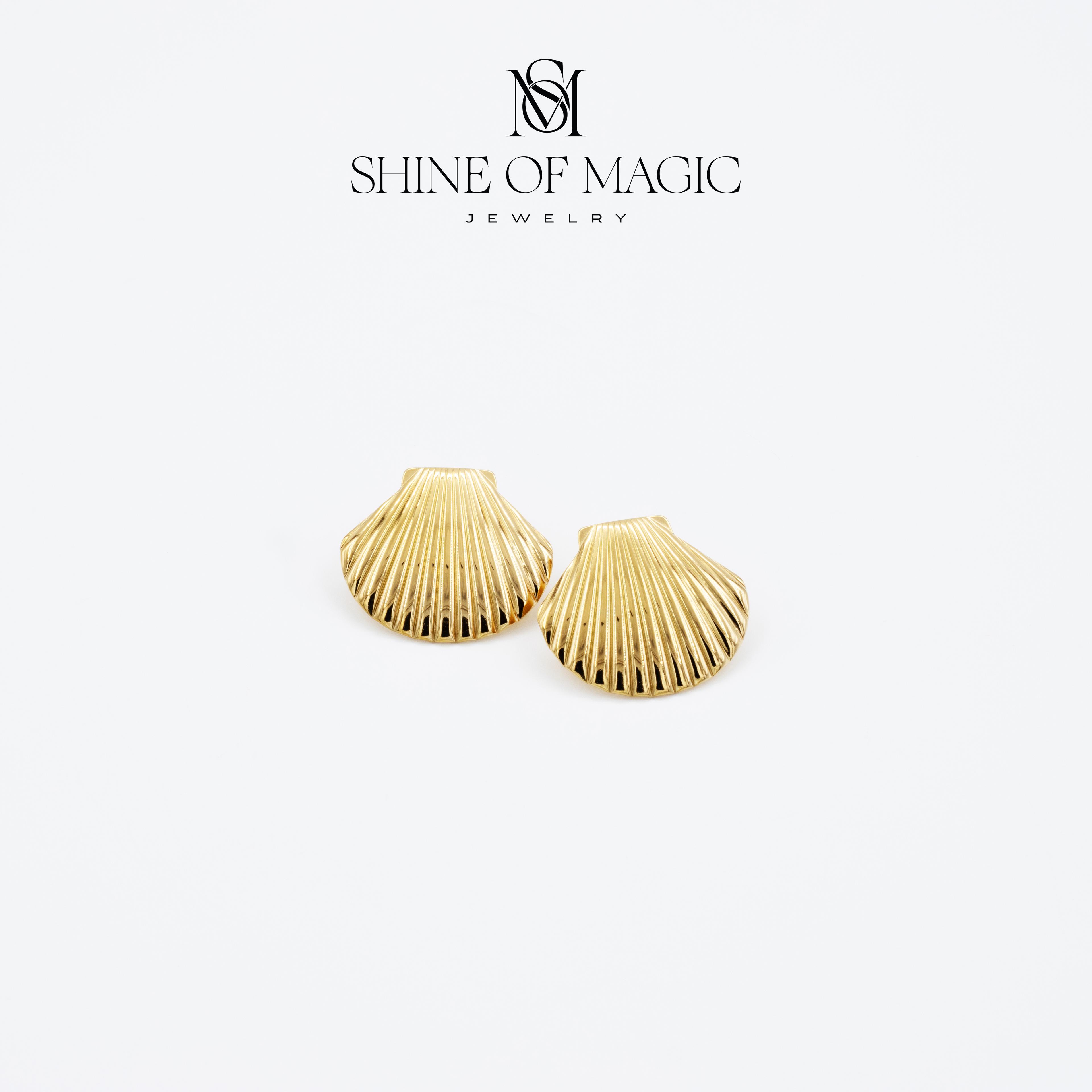 Golden Seashell Earring | Çelik Küpe