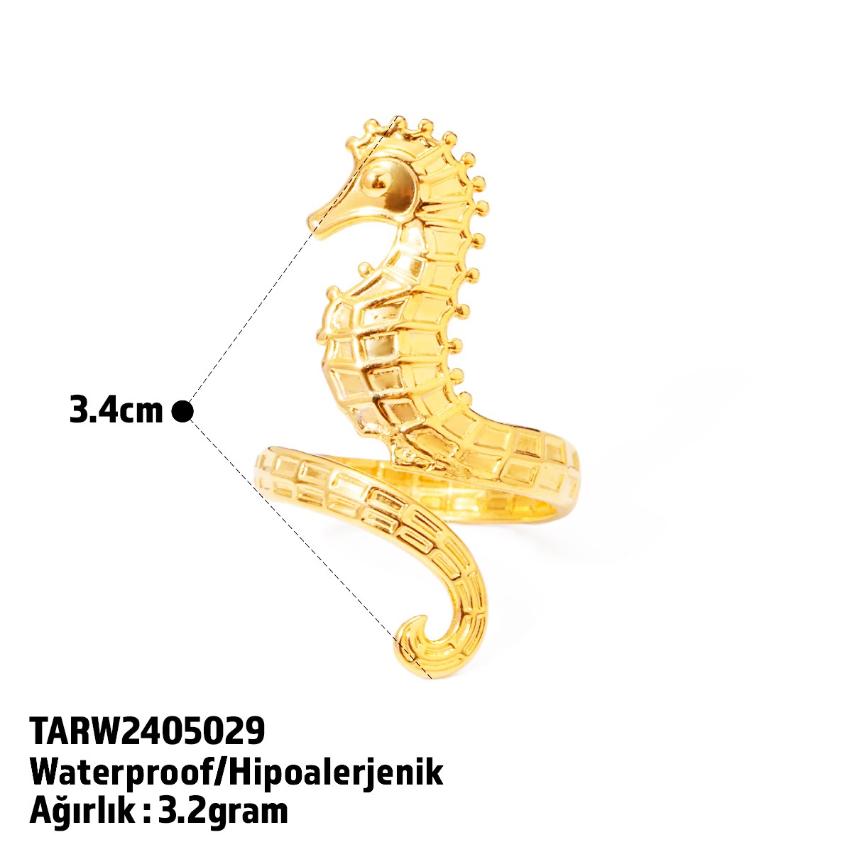 Seahorse Ring | Çelik Yüzük
