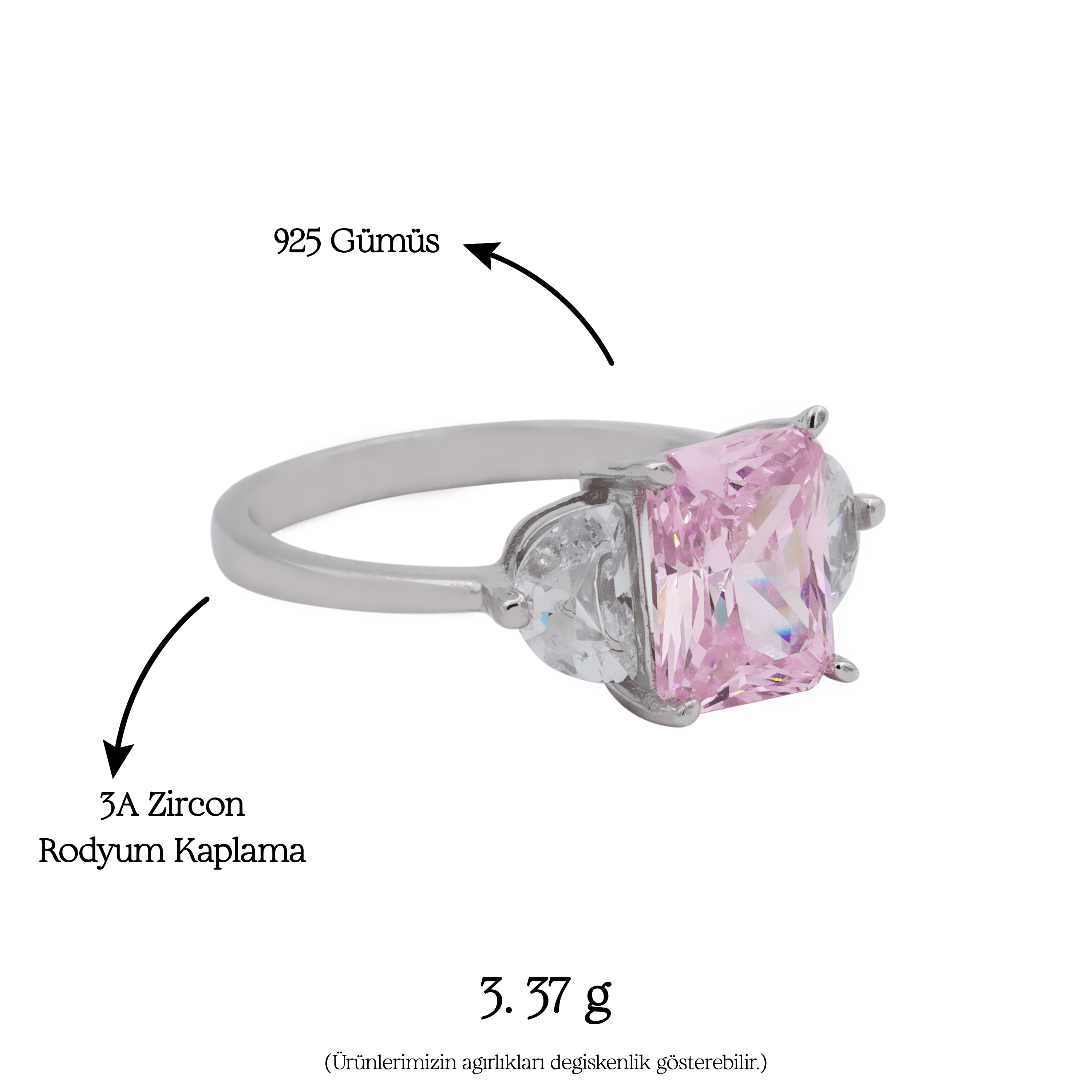 Aurora Pink Ring | Silver Kadın Yüzük