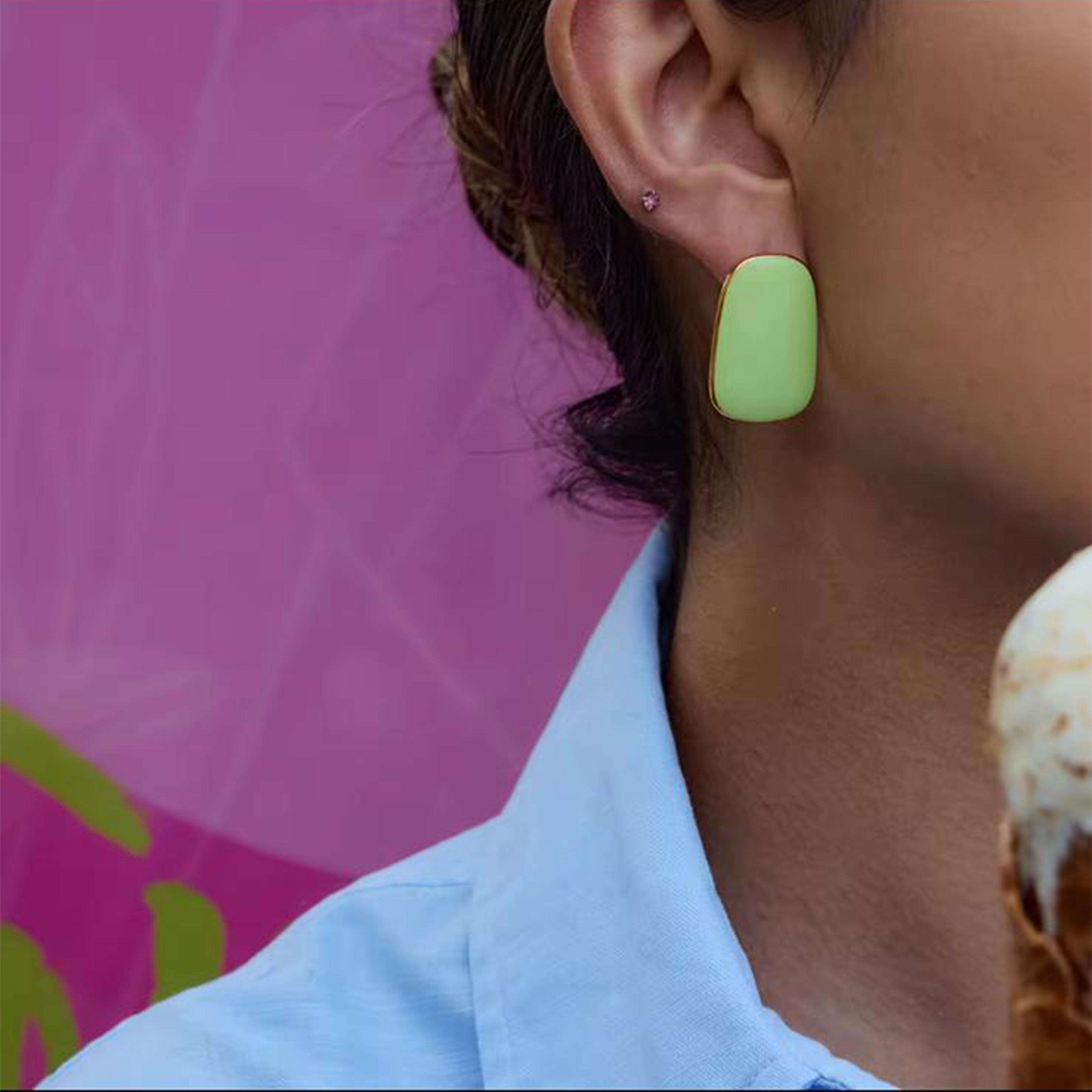 Green Aura Earring | Çelik Küpe