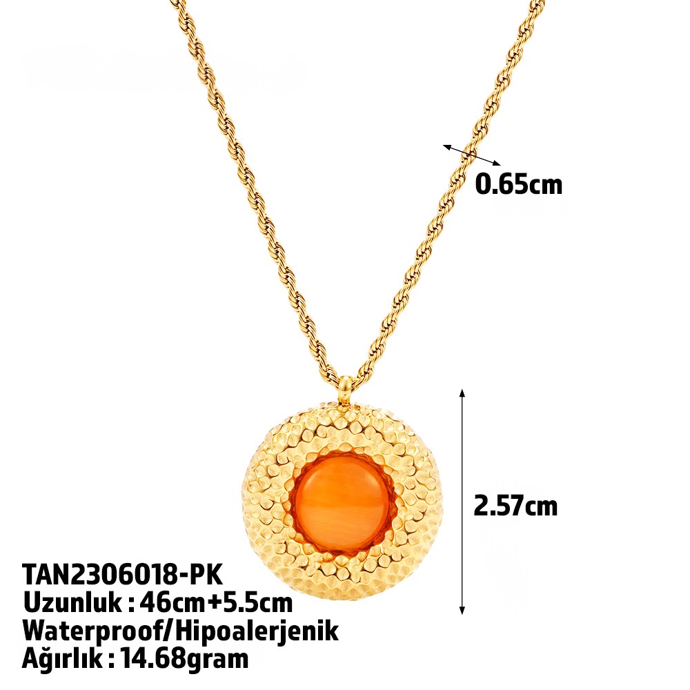 Golden Sunburst Necklace | Çelik Kolye