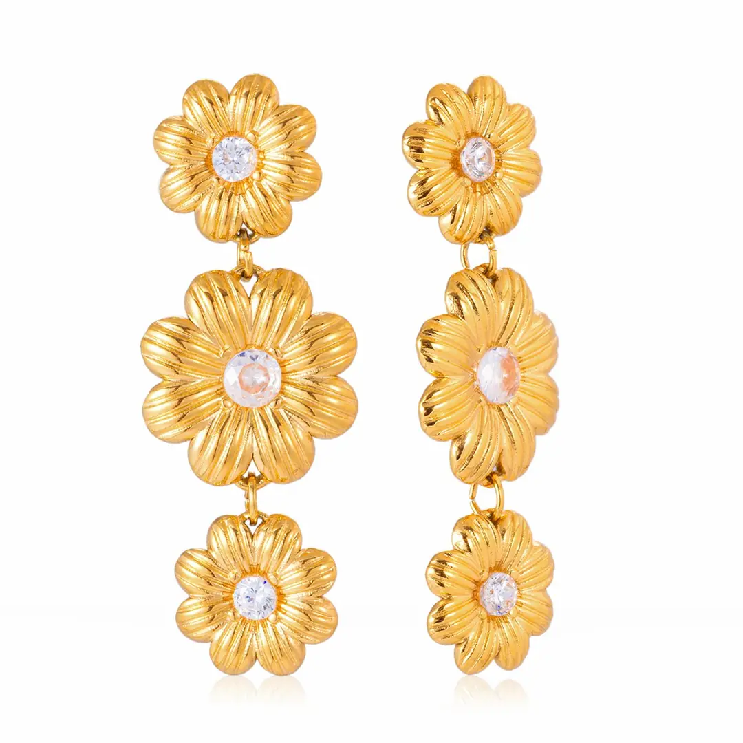 Triflora Earring | Çelik Küpe