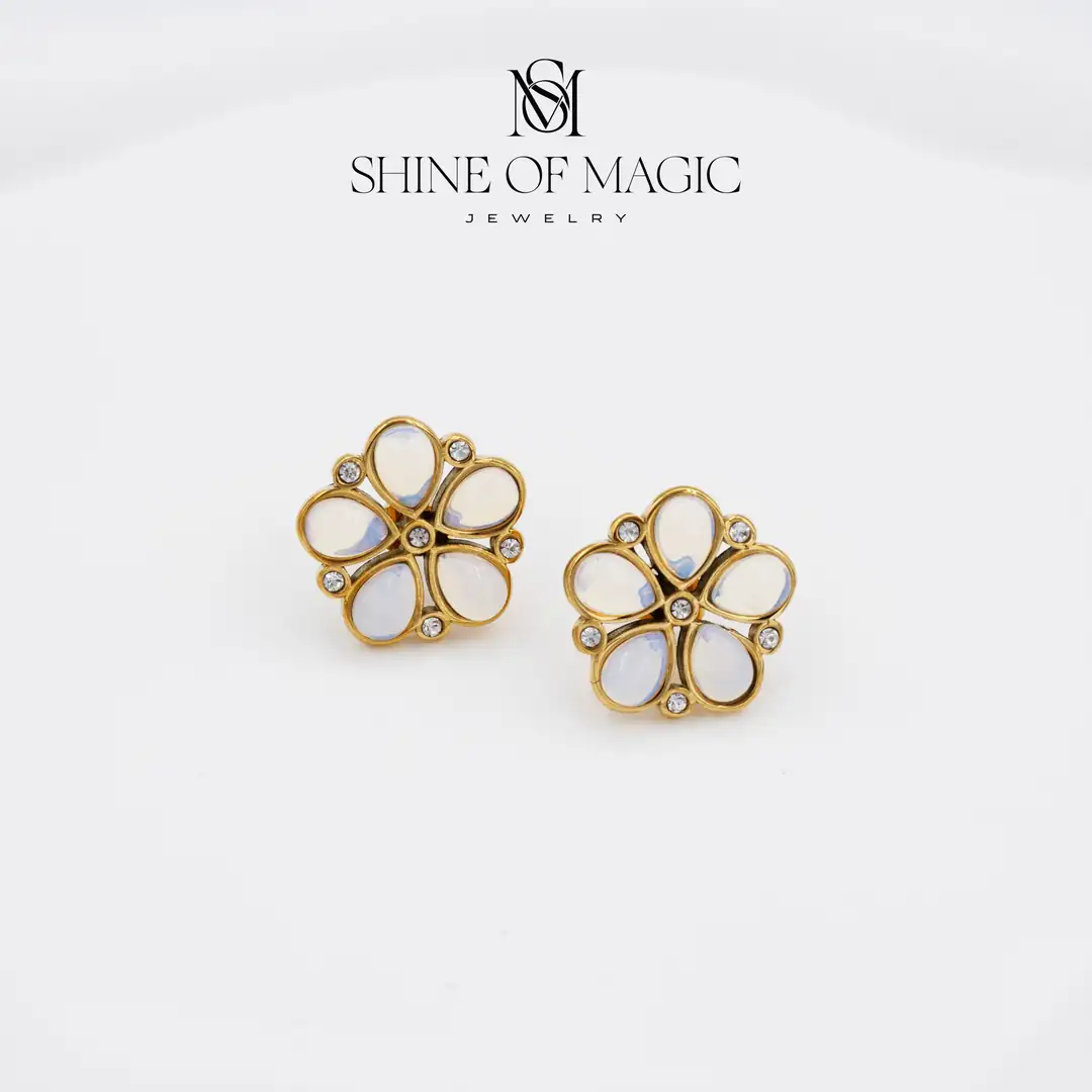 Golden Petals Earring | Çelik Küpe 2
