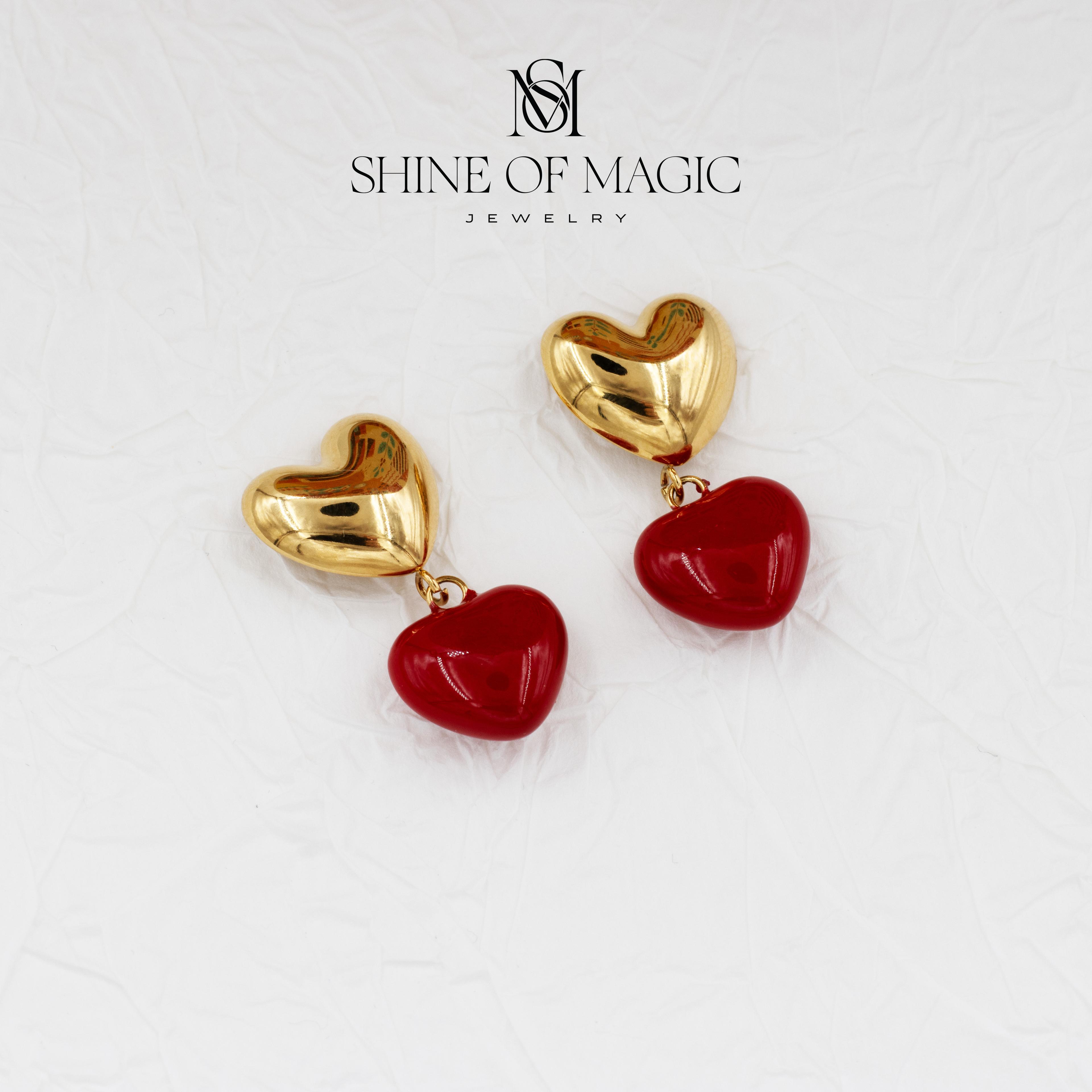 Golden Hearts Earring | Çelik Küpe