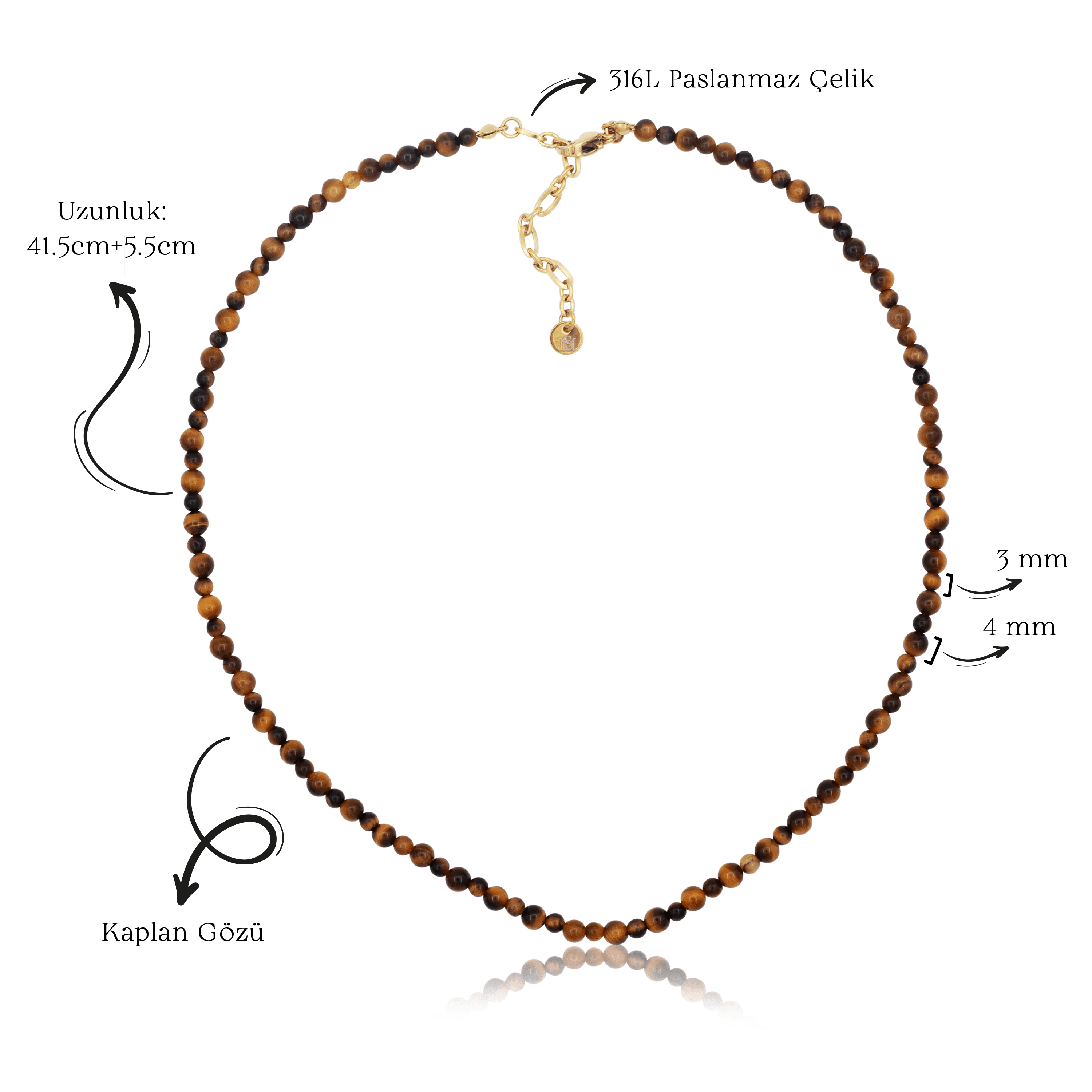 Tiger Glow-34 Necklace | Doğal Taş Kolye