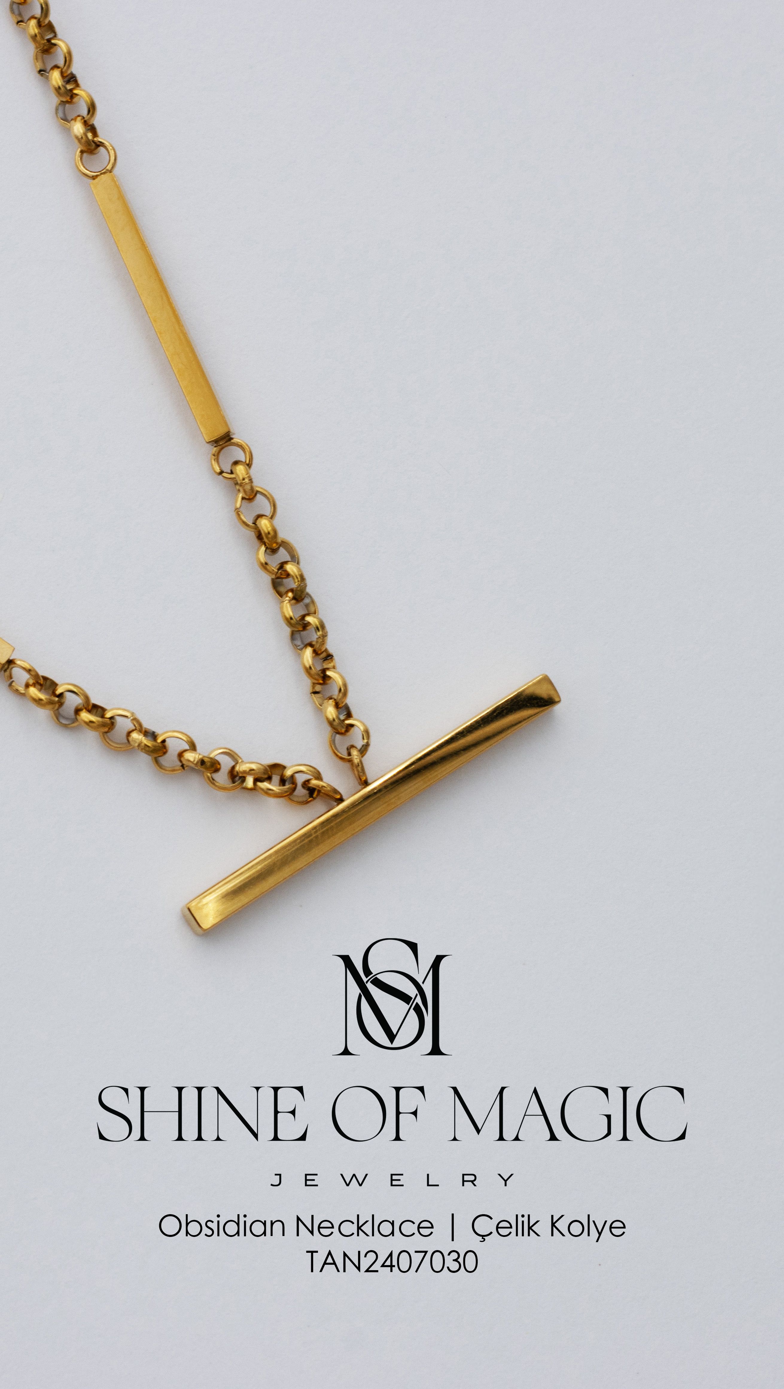 Obsidian Necklace | Çelik Kolye