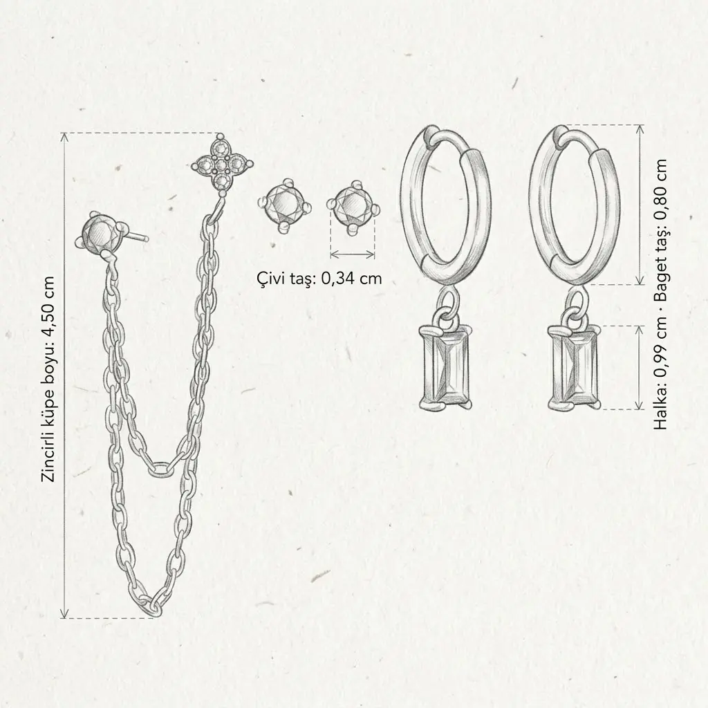 Yeskara Earring Set | Çelik Küpe Seti 5