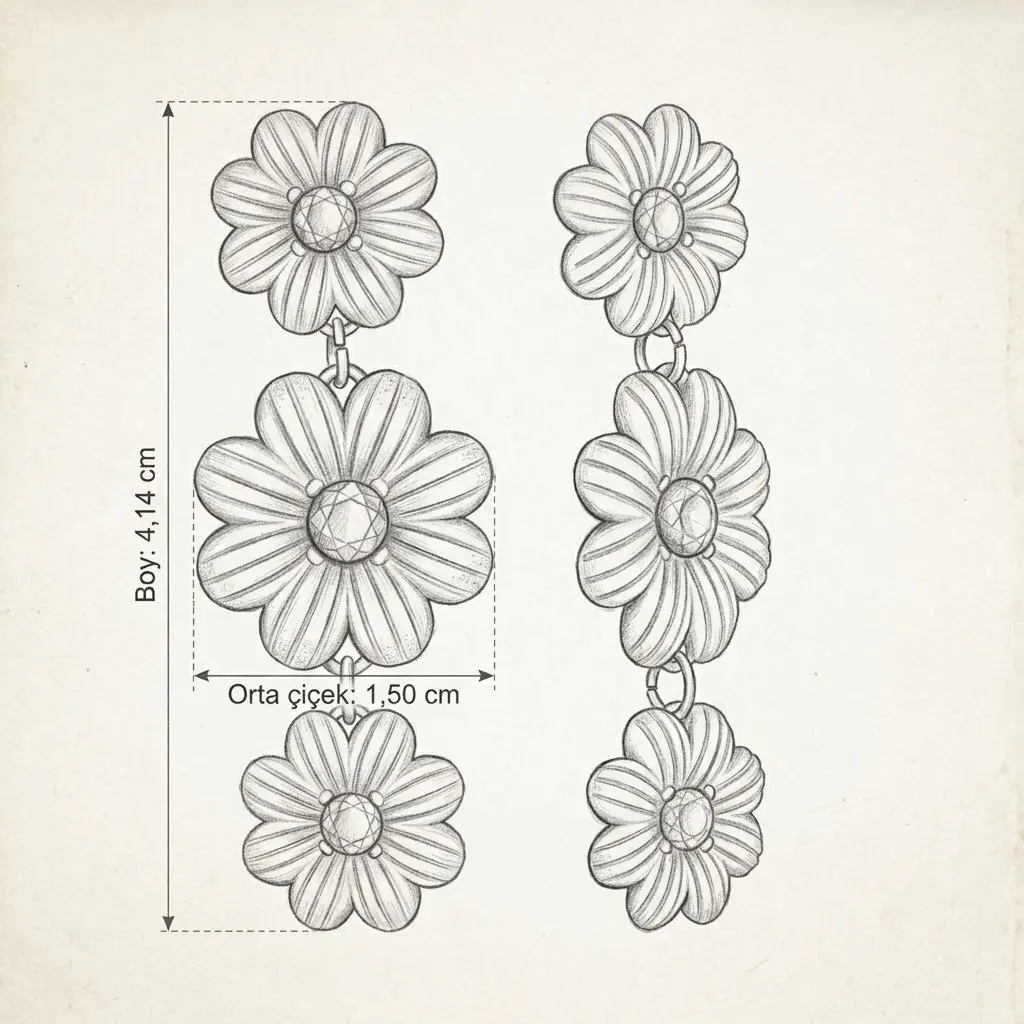 Triflora Earring | Çelik Küpe 8