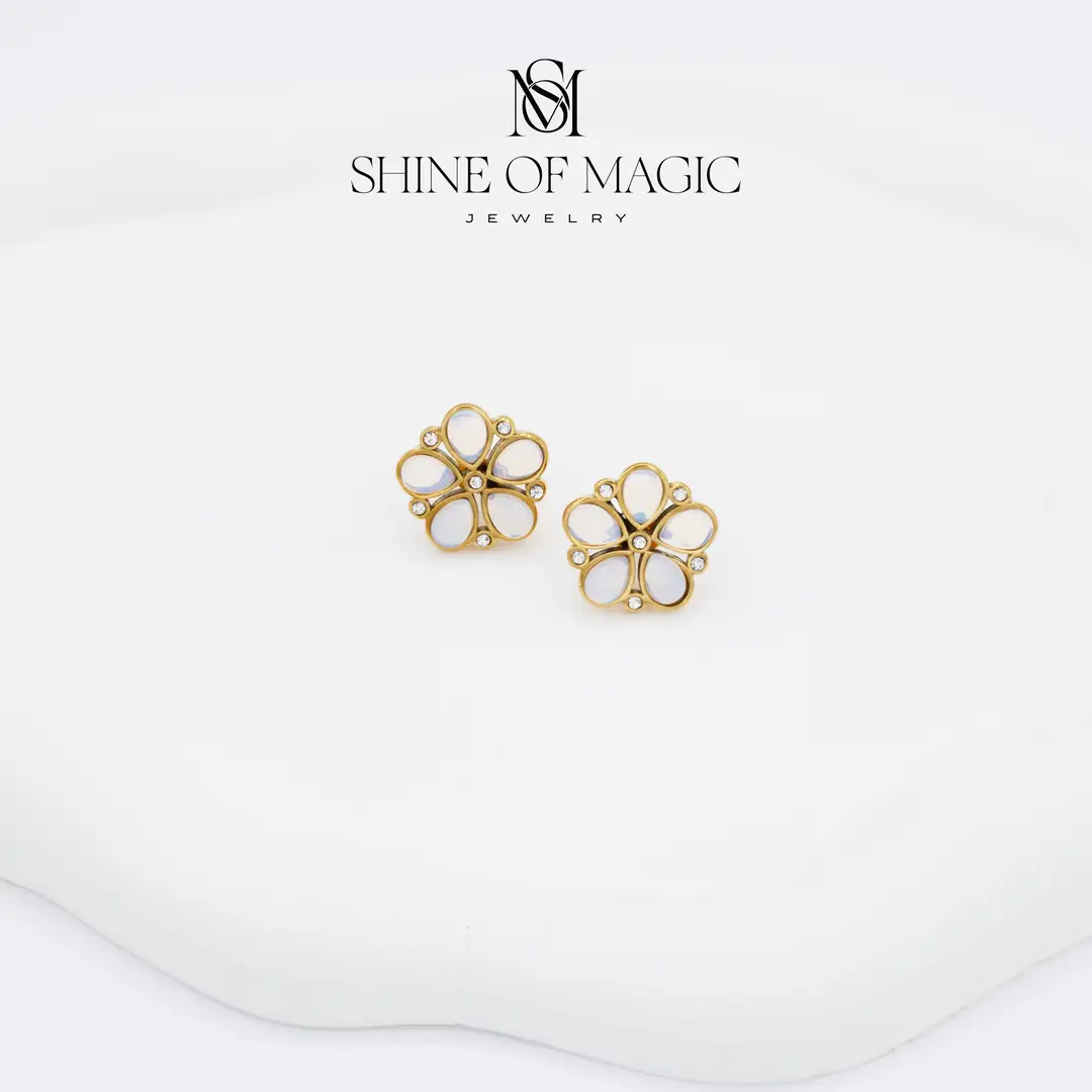Golden Petals Earring | Çelik Küpe 3