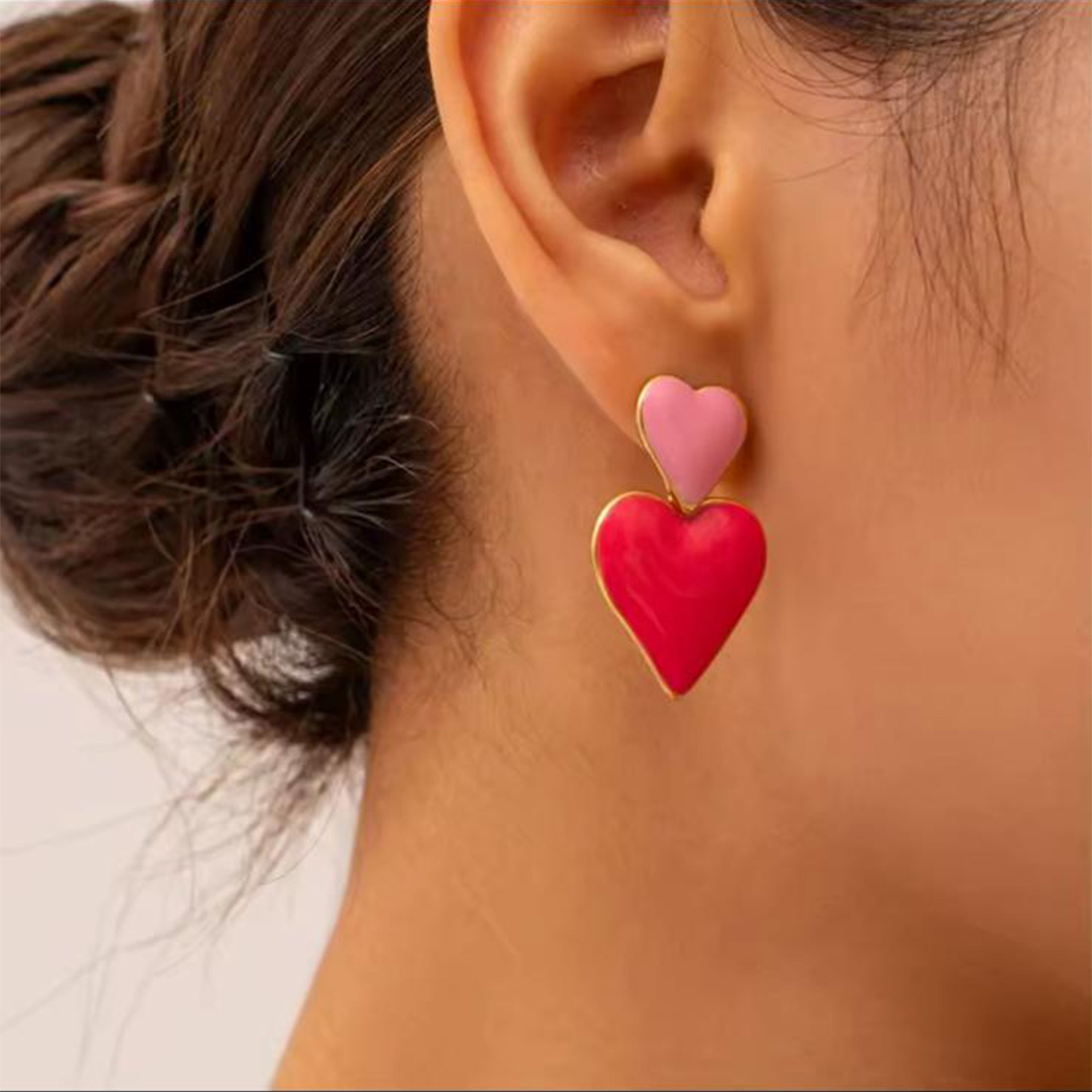 Heart Duo Earring | Çelik Küpe