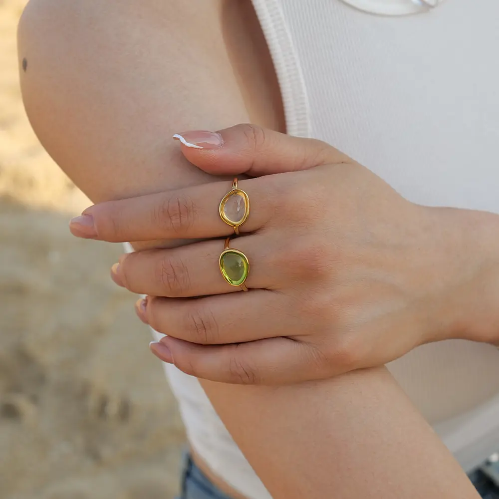 Limpida Green Ring | Çelik Yüzük 5