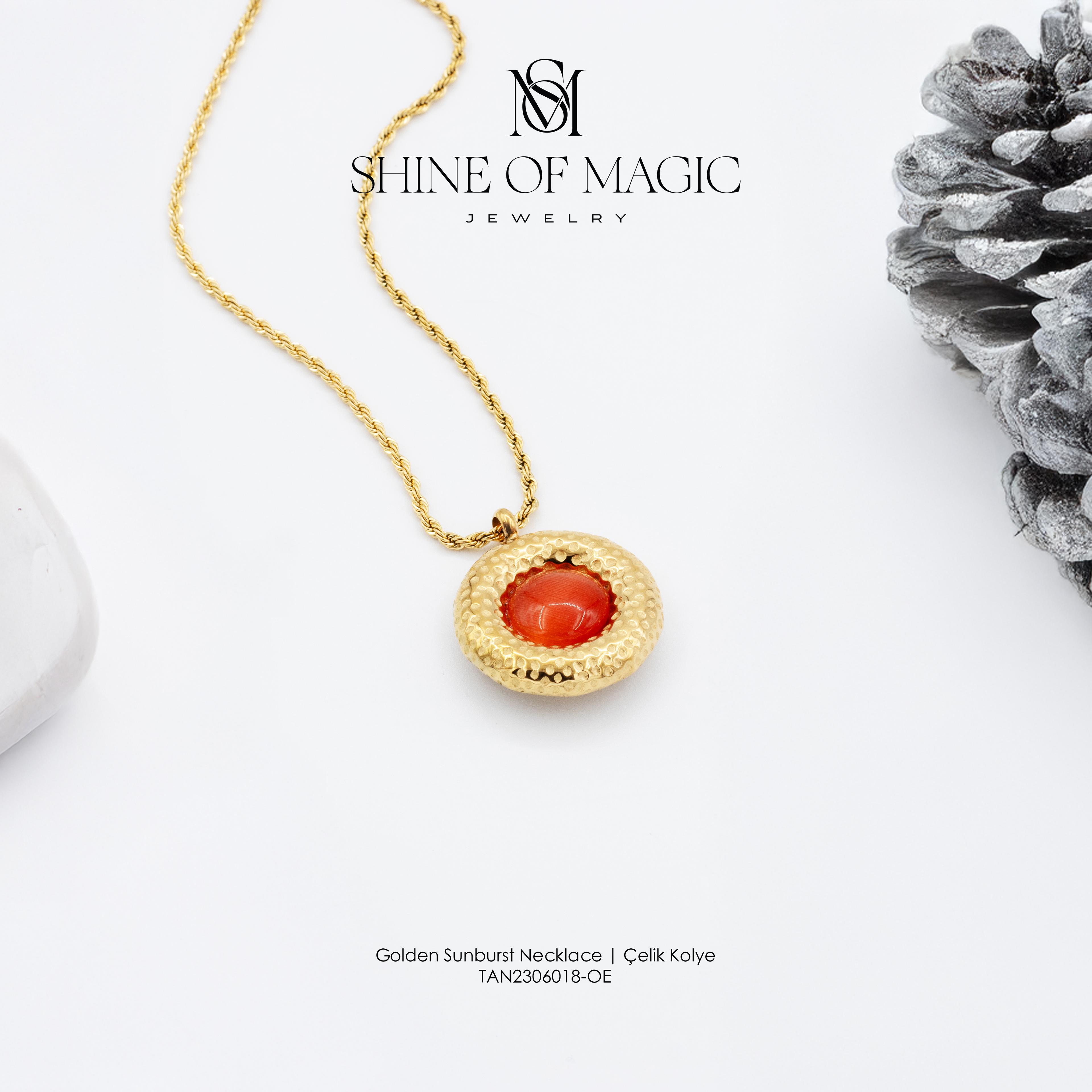 Golden Sunburst Necklace | Çelik Kolye