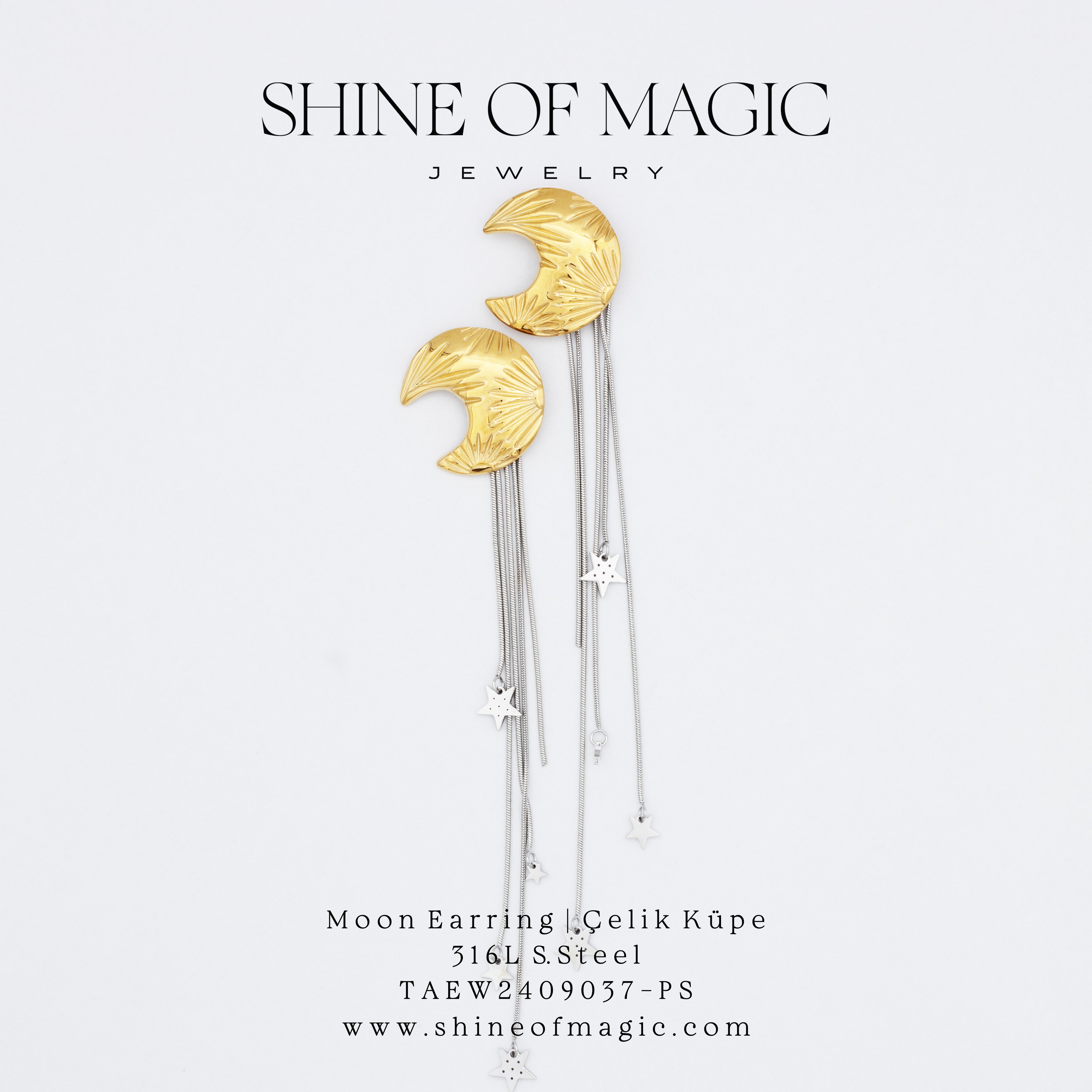 Moon Earring | Çelik Küpe