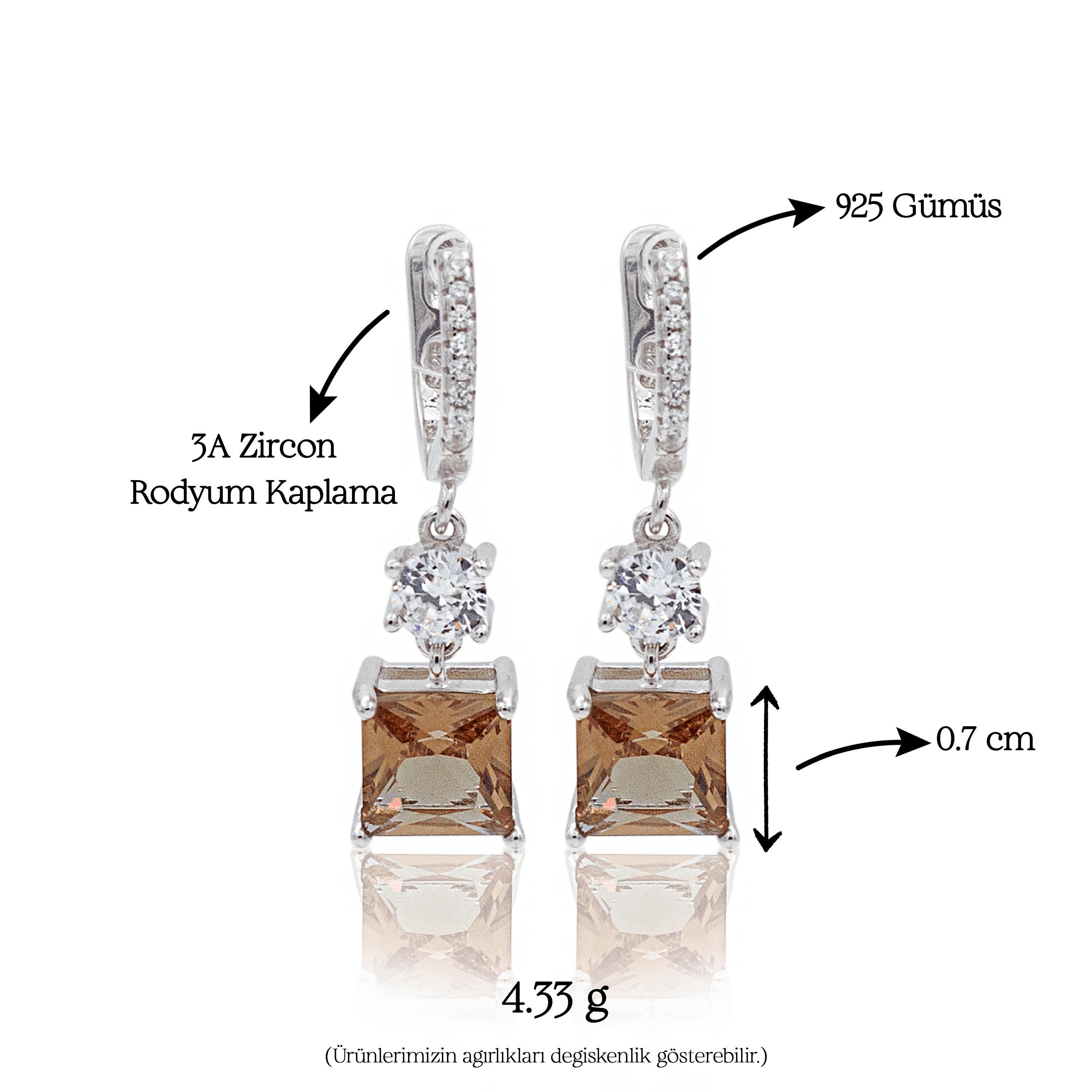 Champagne Grace Earrings | Silver Kadın Küpe