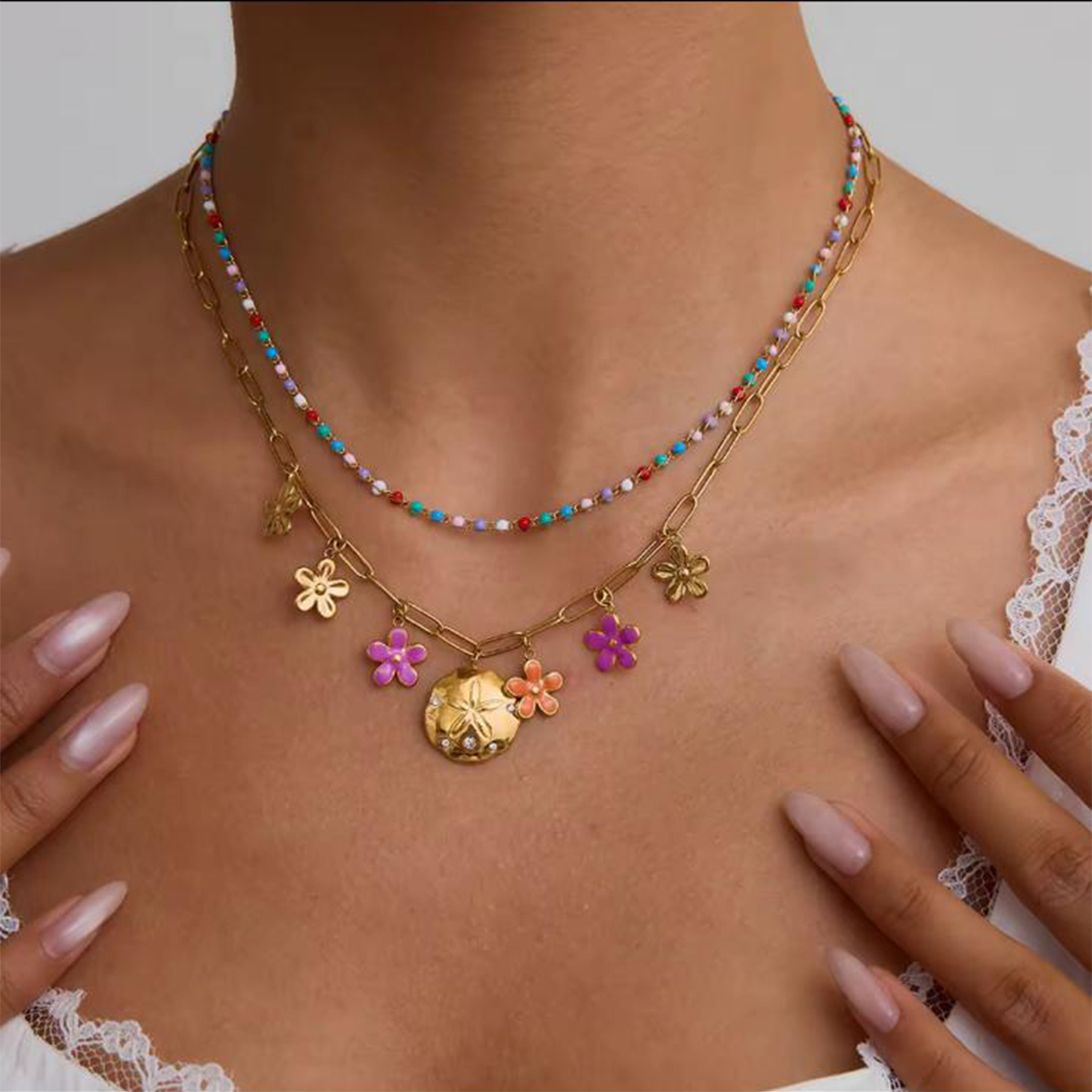  Floriana Necklace | Çelik Kolye